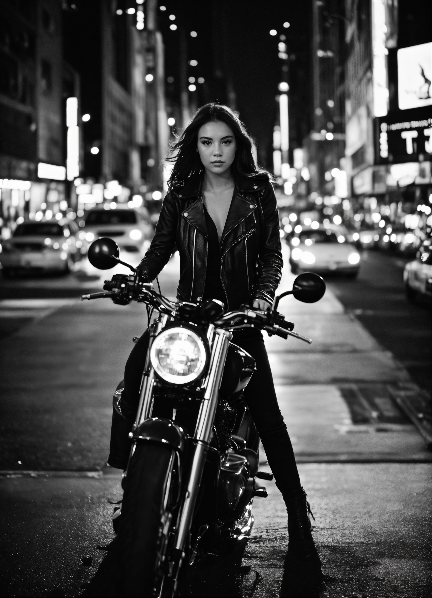 Lexica A Brunette Girl On A Motorcycle And Behind Her A Lot People In A Night In New York 6718