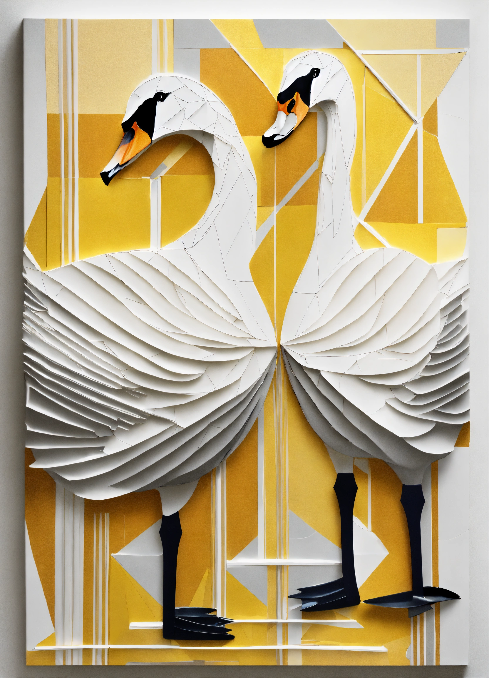 Lexica - Swan, abstract geometric shapes, Monochrome with yellow ...