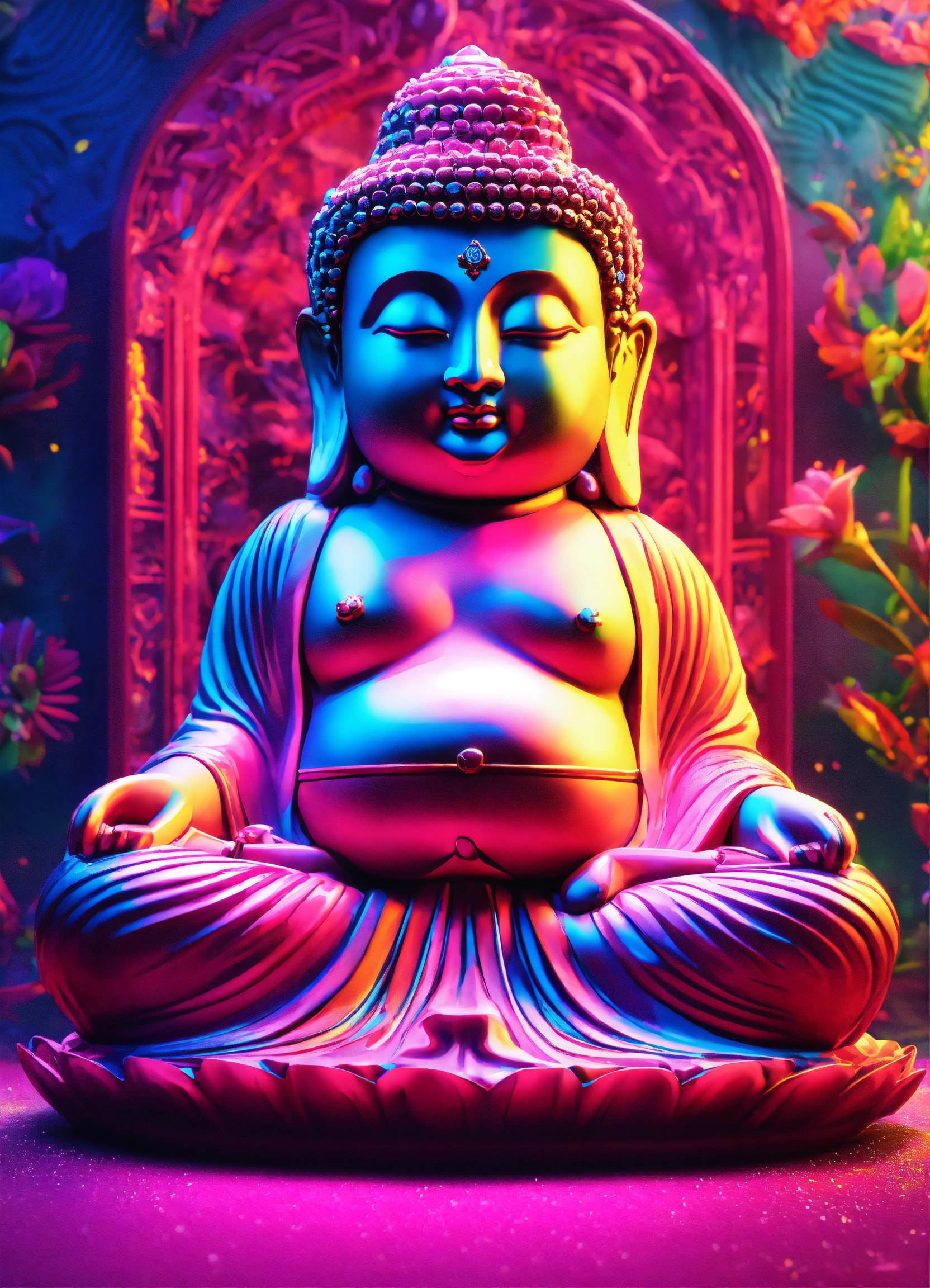 Lexica - Gelly cute adorable buddha, neon glow colours, highly ...