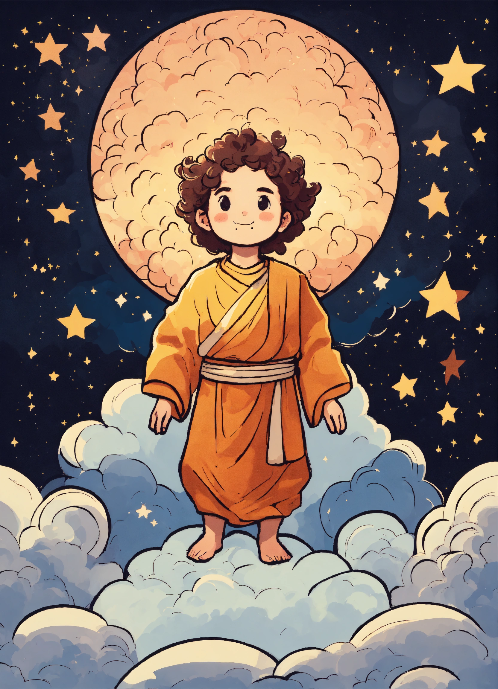 Lexica - God in cute comic style. God is depicted in a frontal view ...
