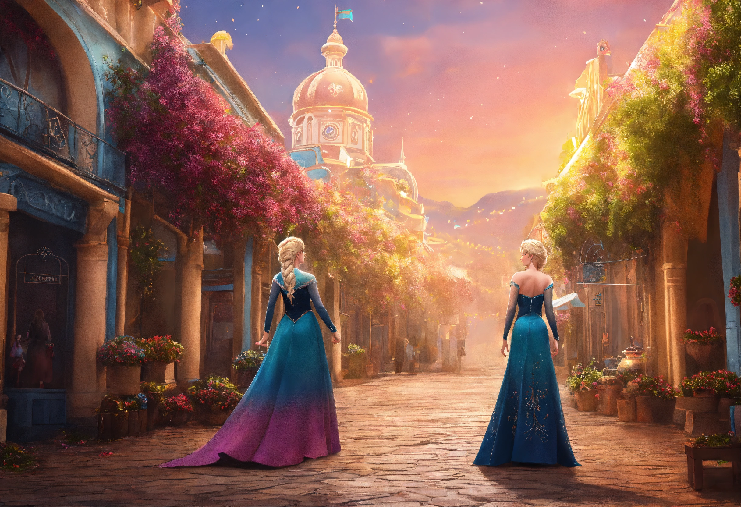 Lexica - Elsa, passeando numa loja de vestidos, com sacolas na mão ...
