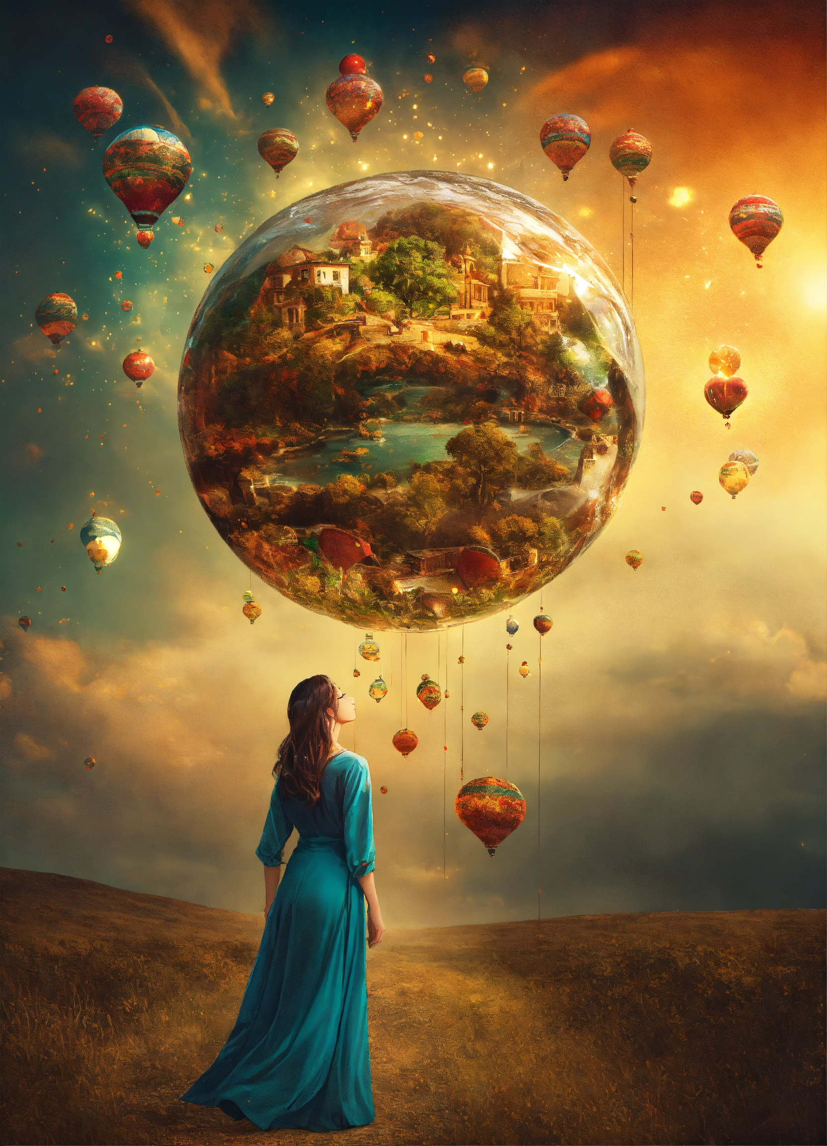 Lexica - A Woman Visualizing the Present Overflowing with Potential