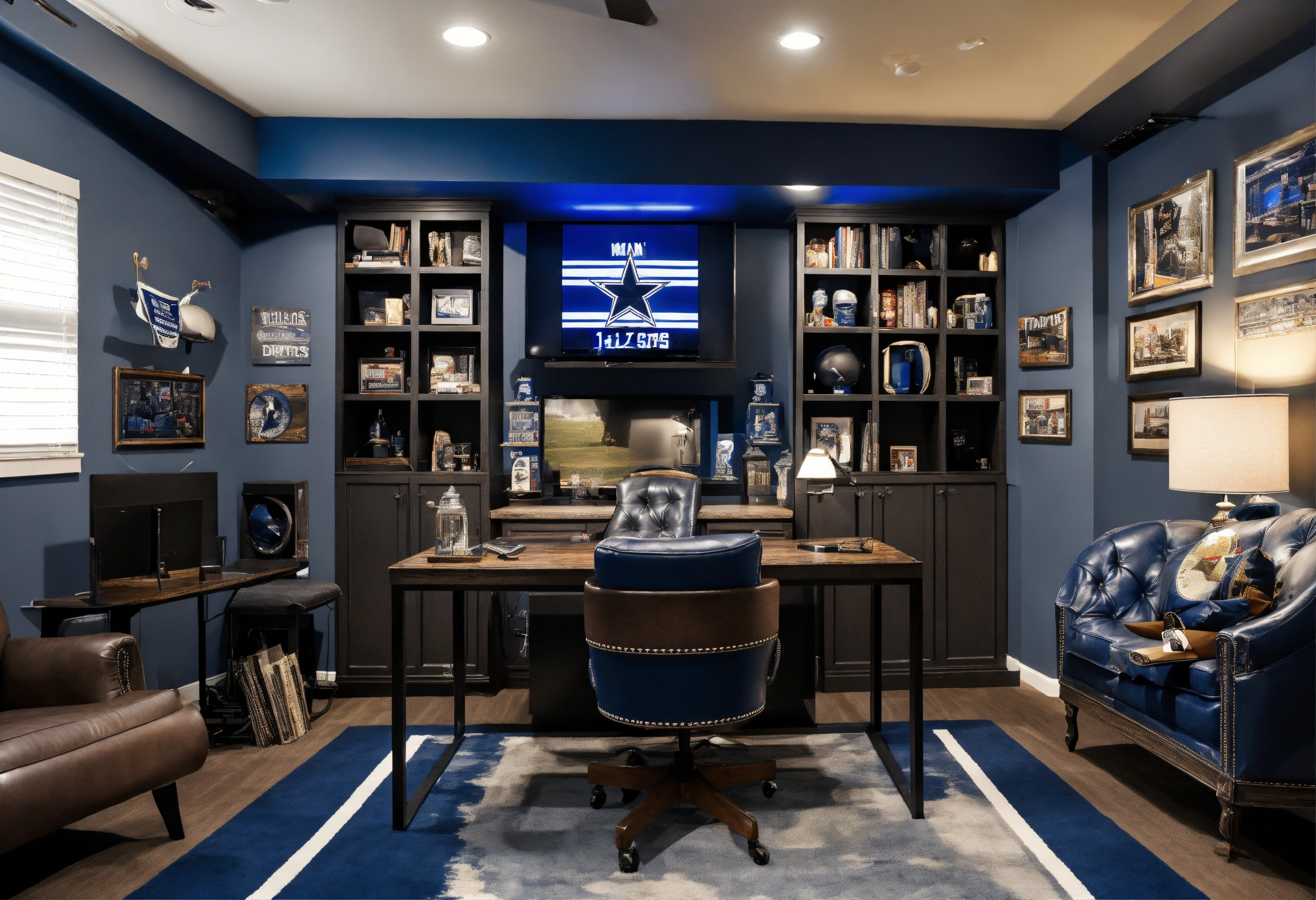 Lexica Design inspiration for man cave, 11'x10' room, Dallas Cowboys