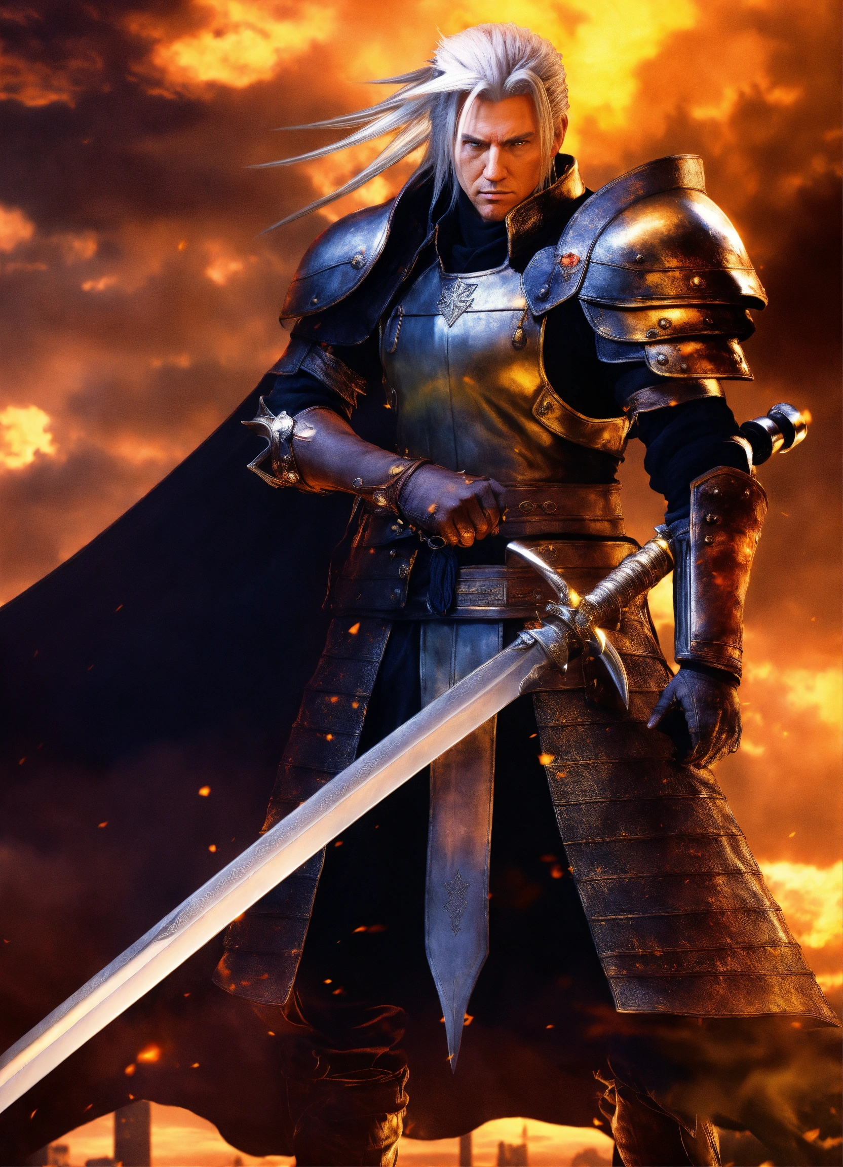 Lexica - Donald trump's face on sephiroth from ff7, long sword, serious ...