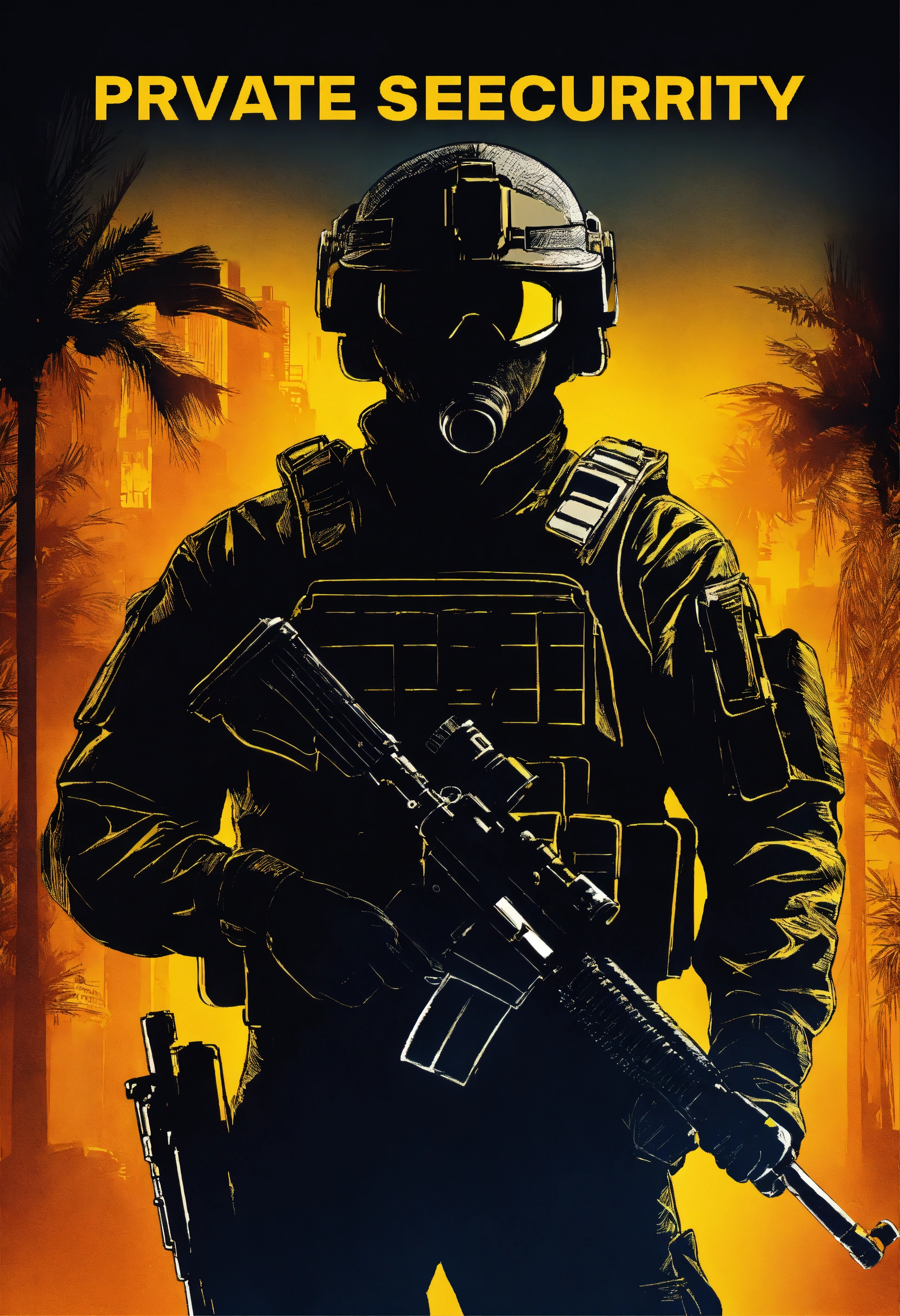 Lexica - Private security team silhouette, upper body