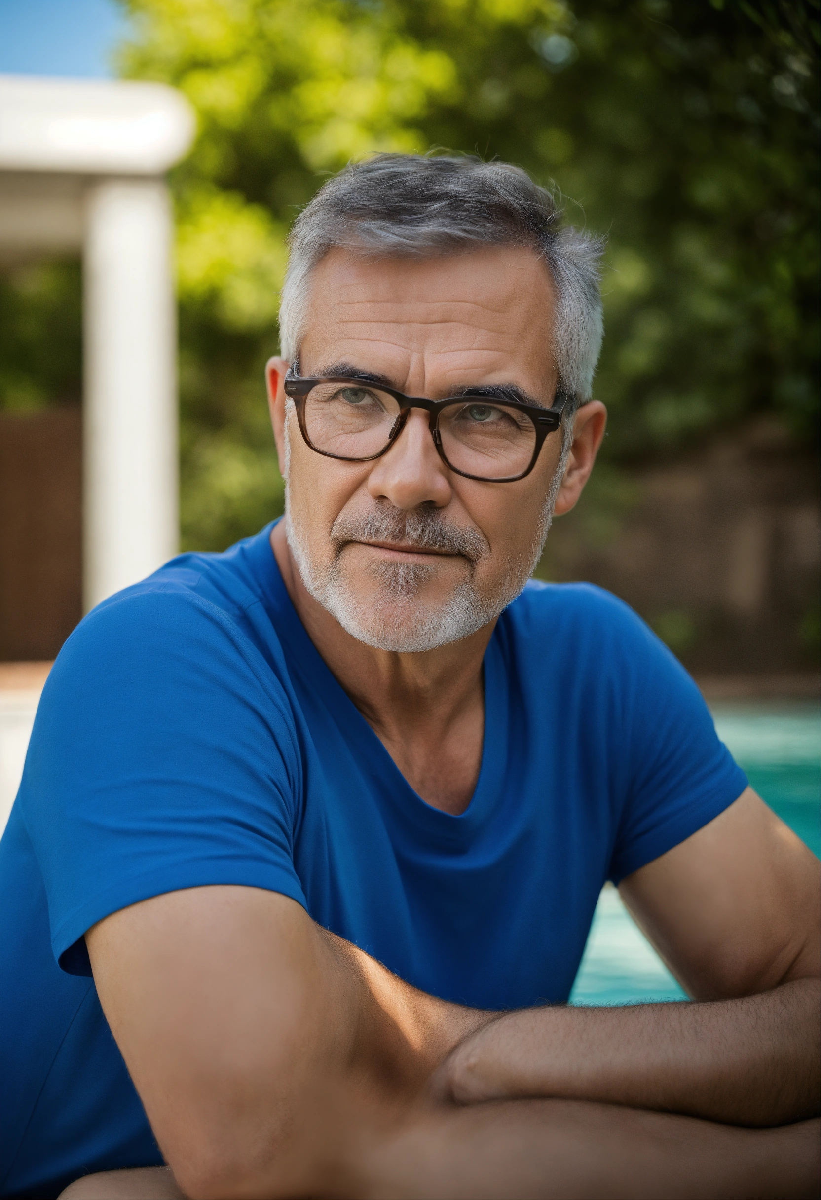 lexica-outdoor-portrait-of-50-year-old-man-resting-by-the-pool