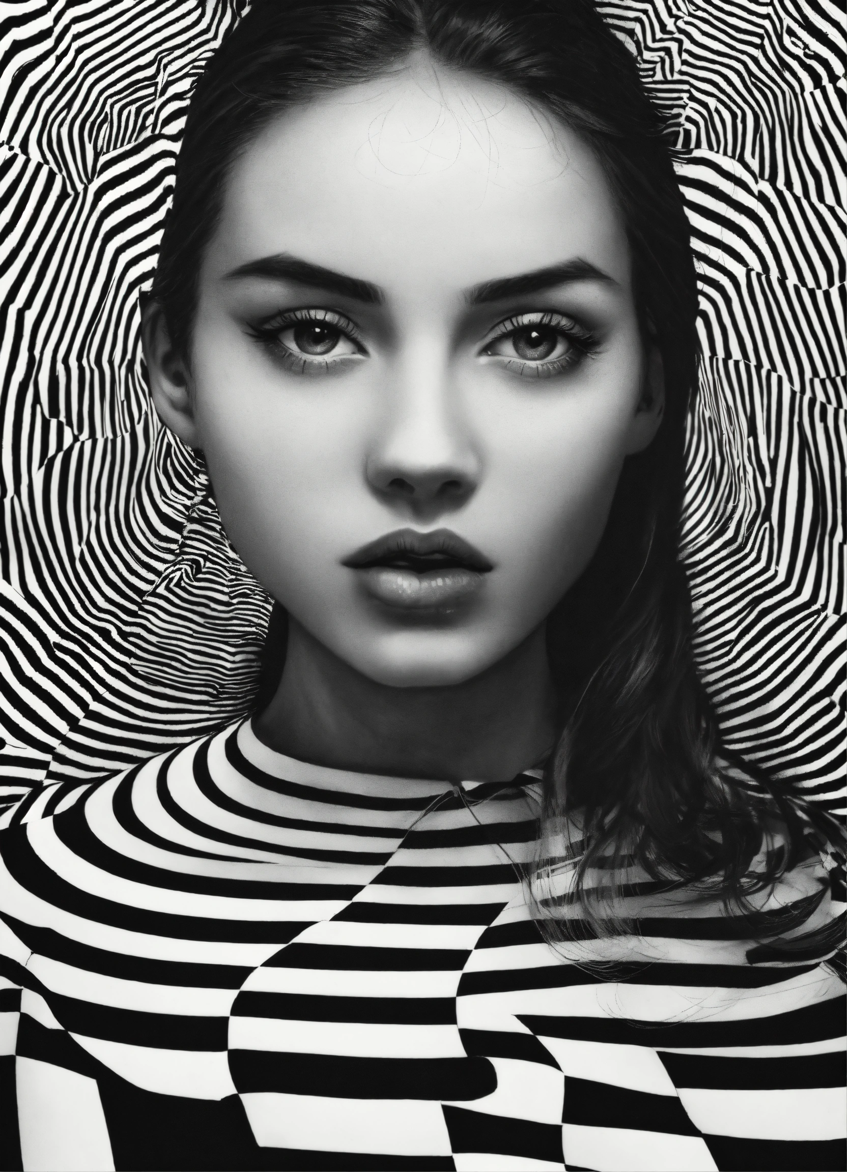 Lexica Create a optical illusion backgroung in a black and white