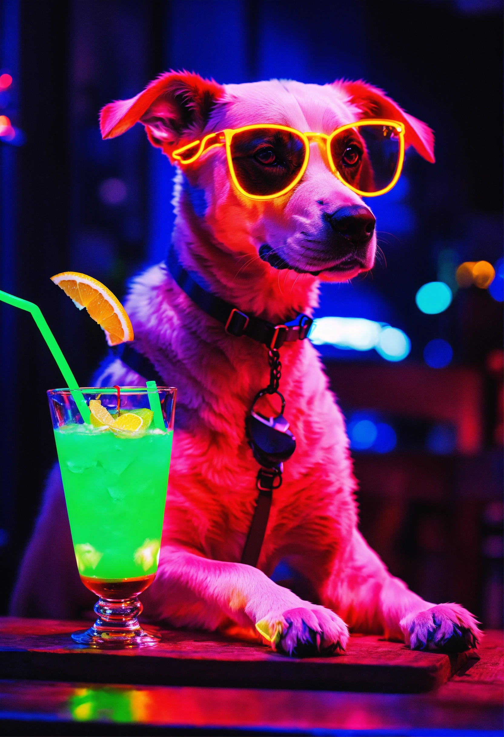 lexica-neon-dog-with-a-cocktail-drink