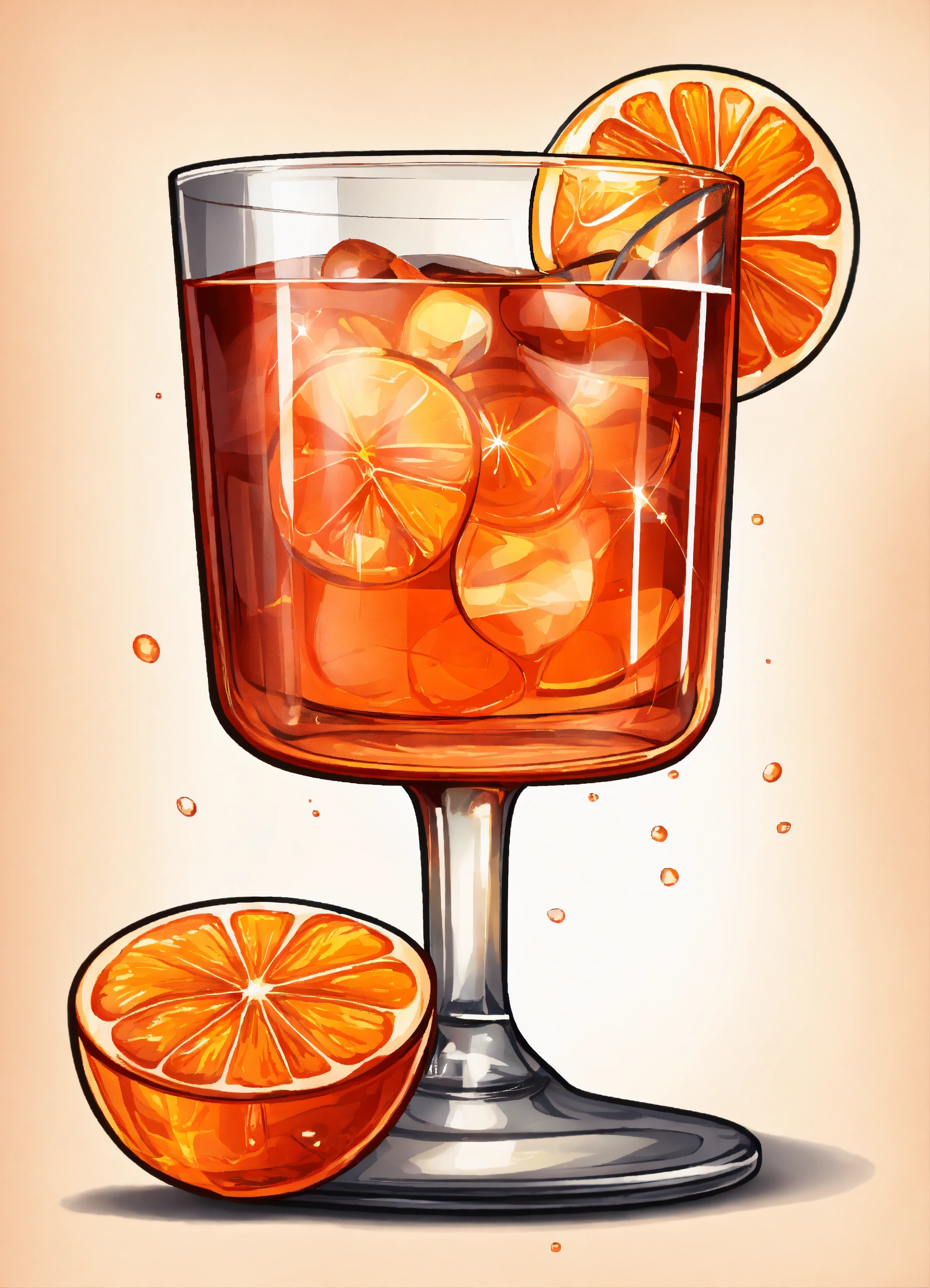 Lexica - CARTOON VECTORIZED REALISTIC APEROL SPRITZ IN WINE GLASS EDGES ...