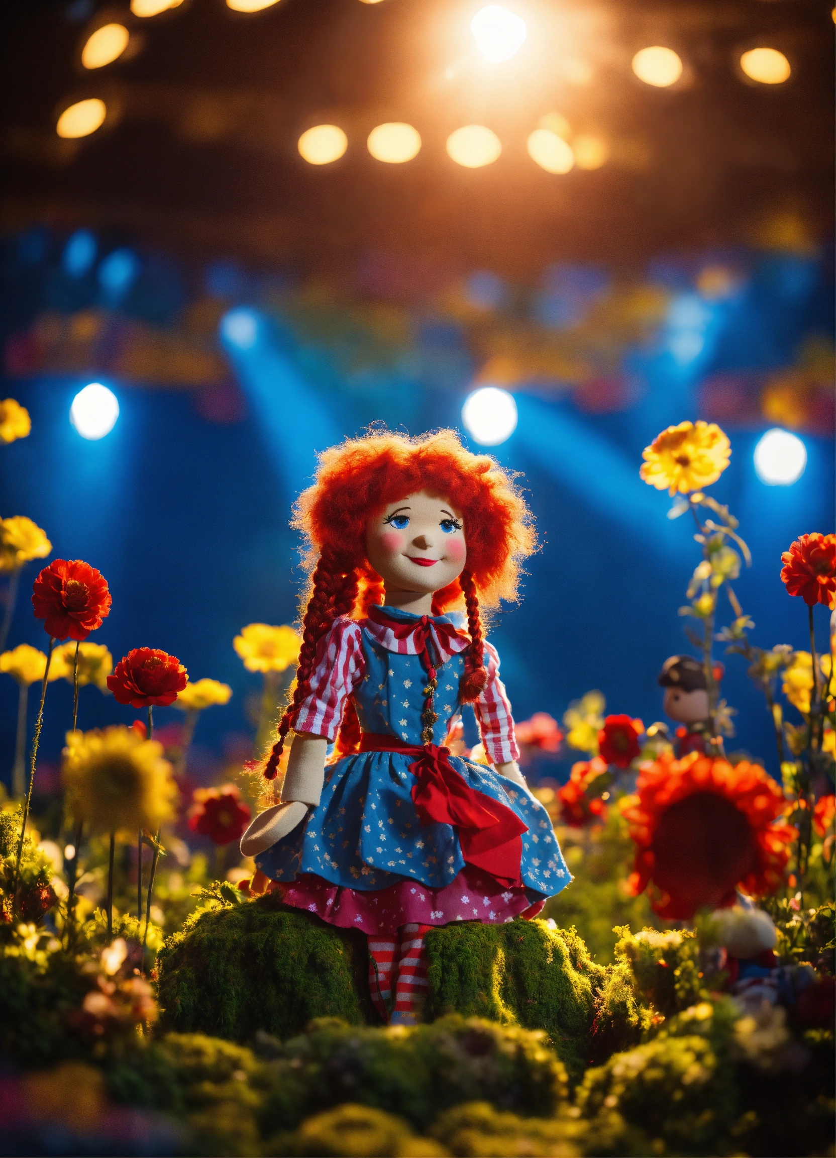 Lexica - One wooden puppets, a red-haired girl with braids, happy ...