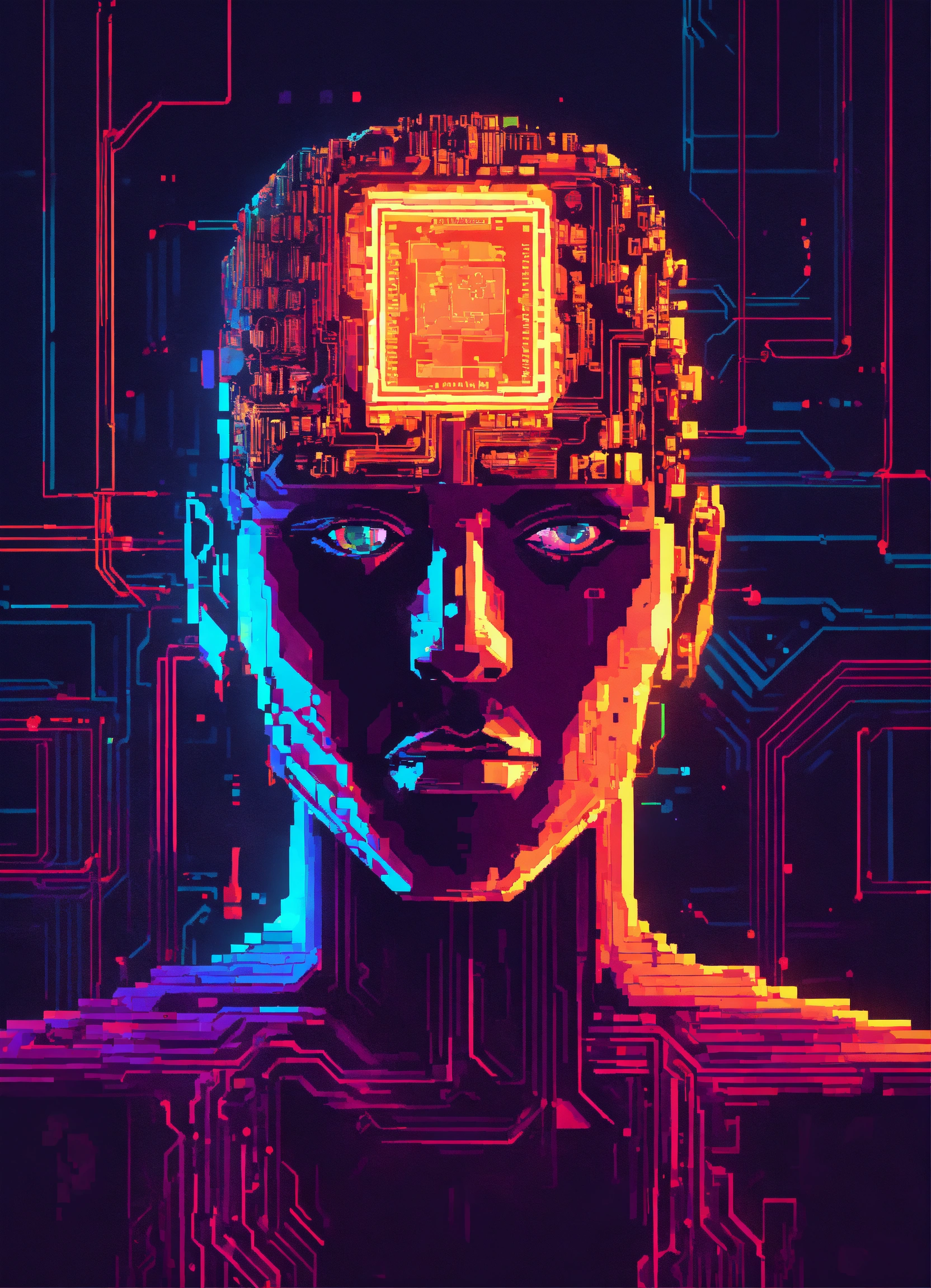 Lexica - Artificial intelligence chip computer inside of human head ...