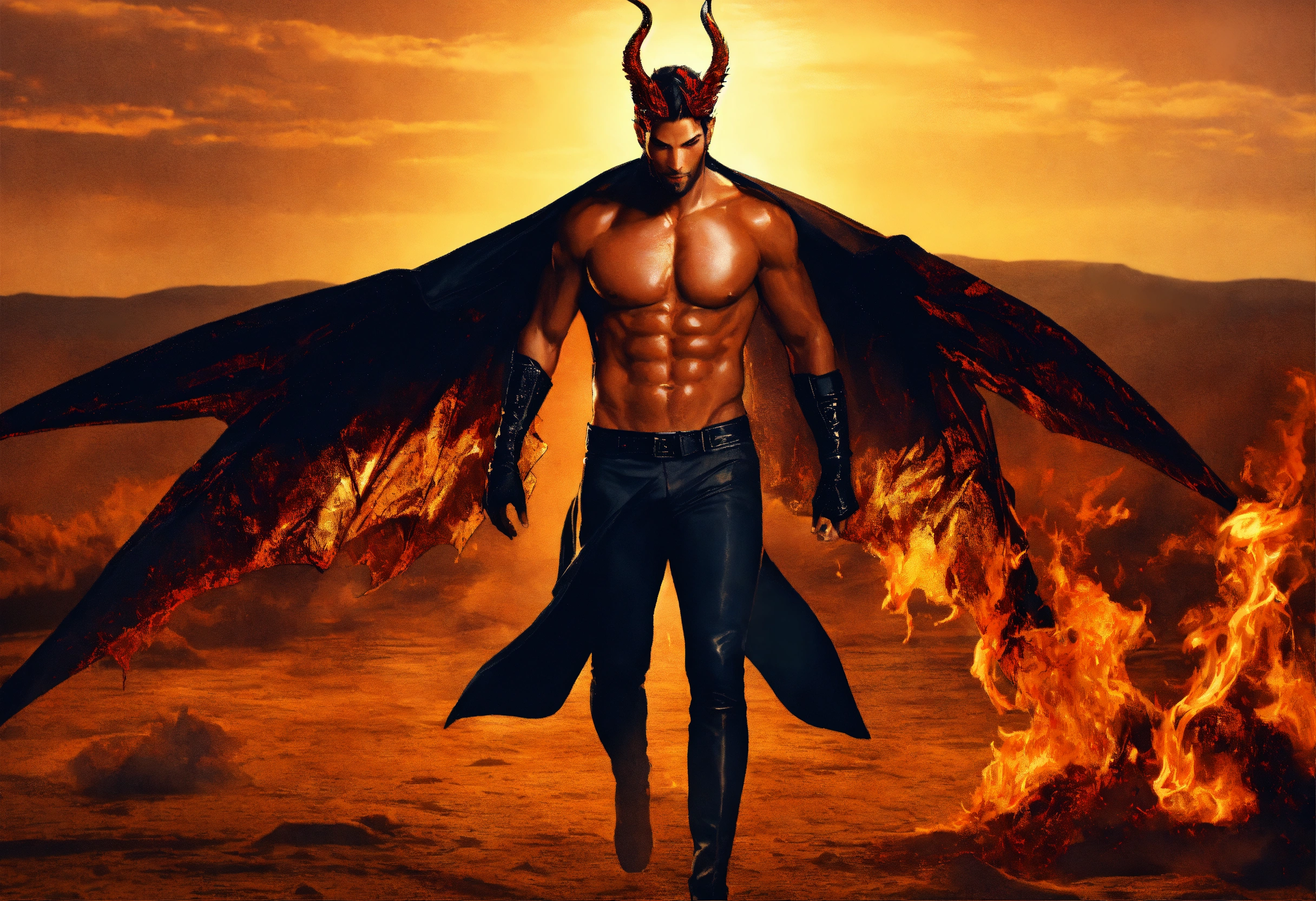 Lexica - Lucifer, the scorching like the sun demon-like man, supermodel ...