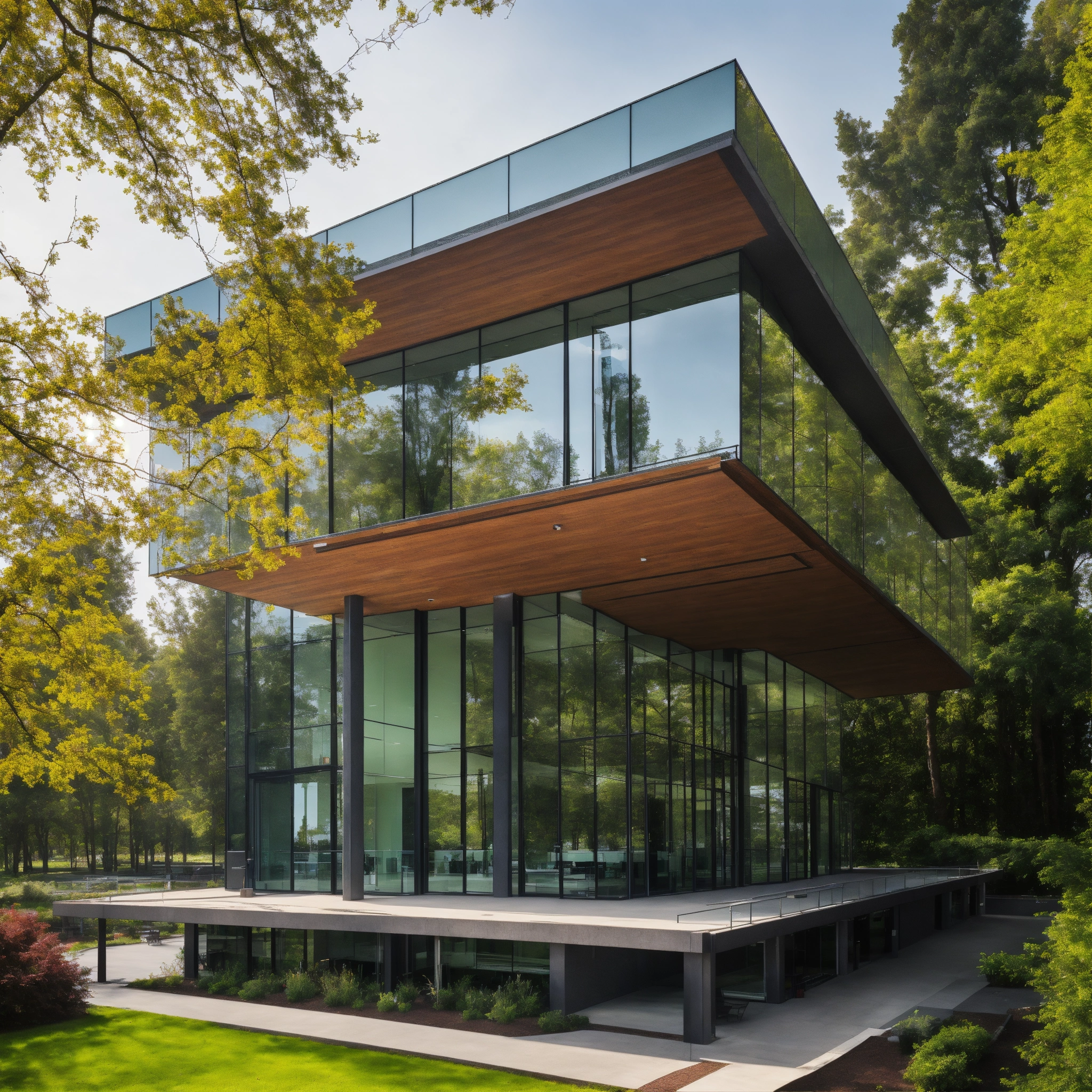 Lexica - A photo of a modern office building. The building has a clean ...