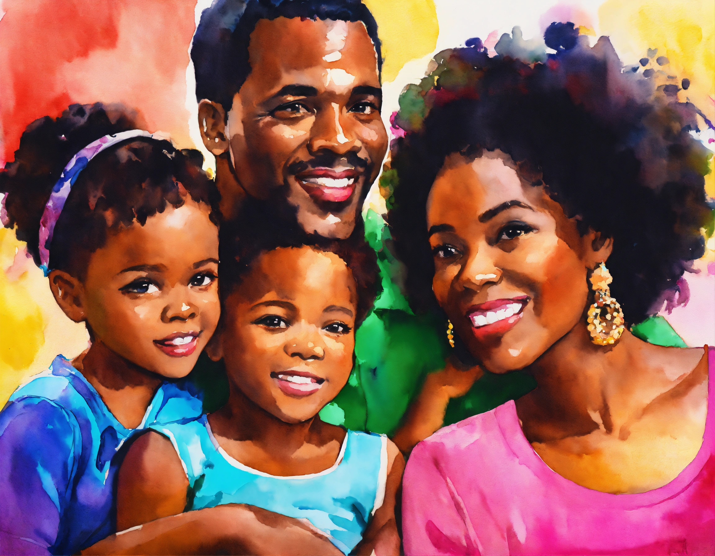 Lexica - Pop art, AFRICAN AMERICAN family, husband/wife/3 children ...