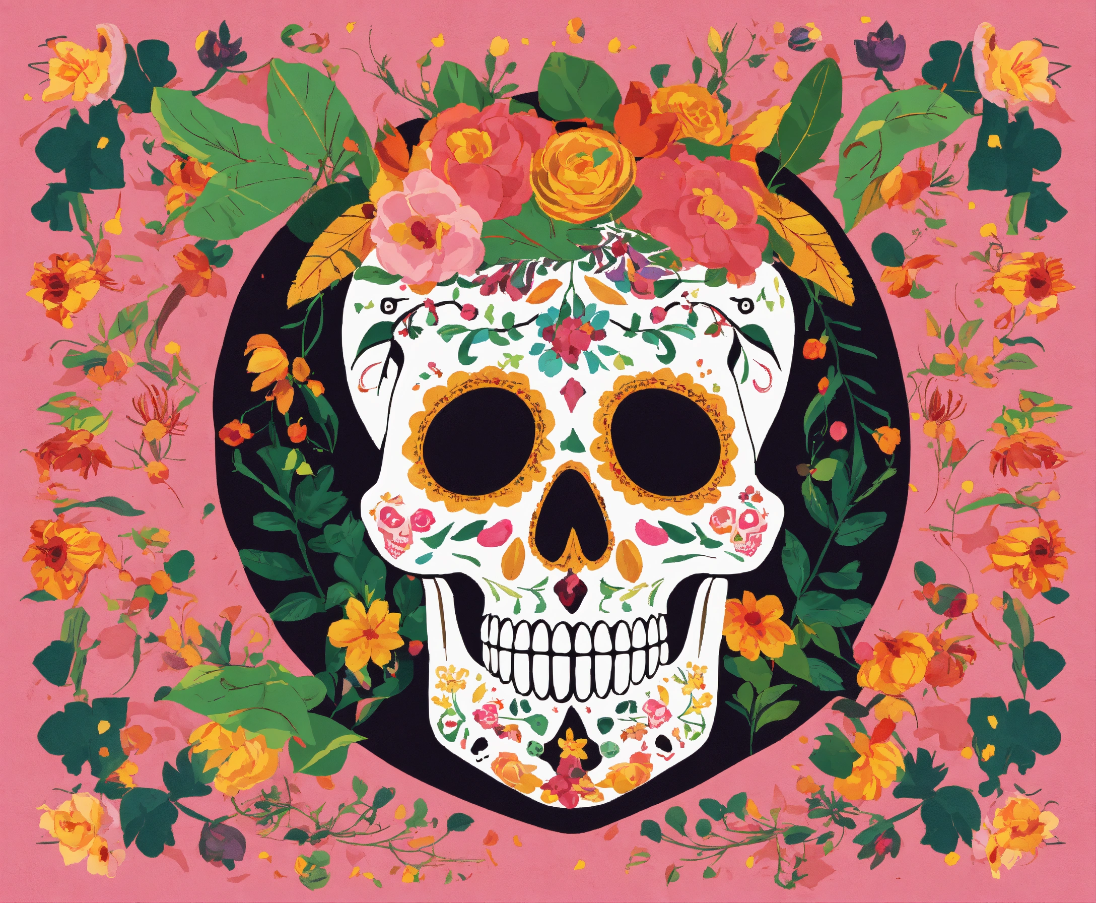 Lexica - Day of the Dead Skull, Vector flat Flyer, Flyer flat vector 2D ...