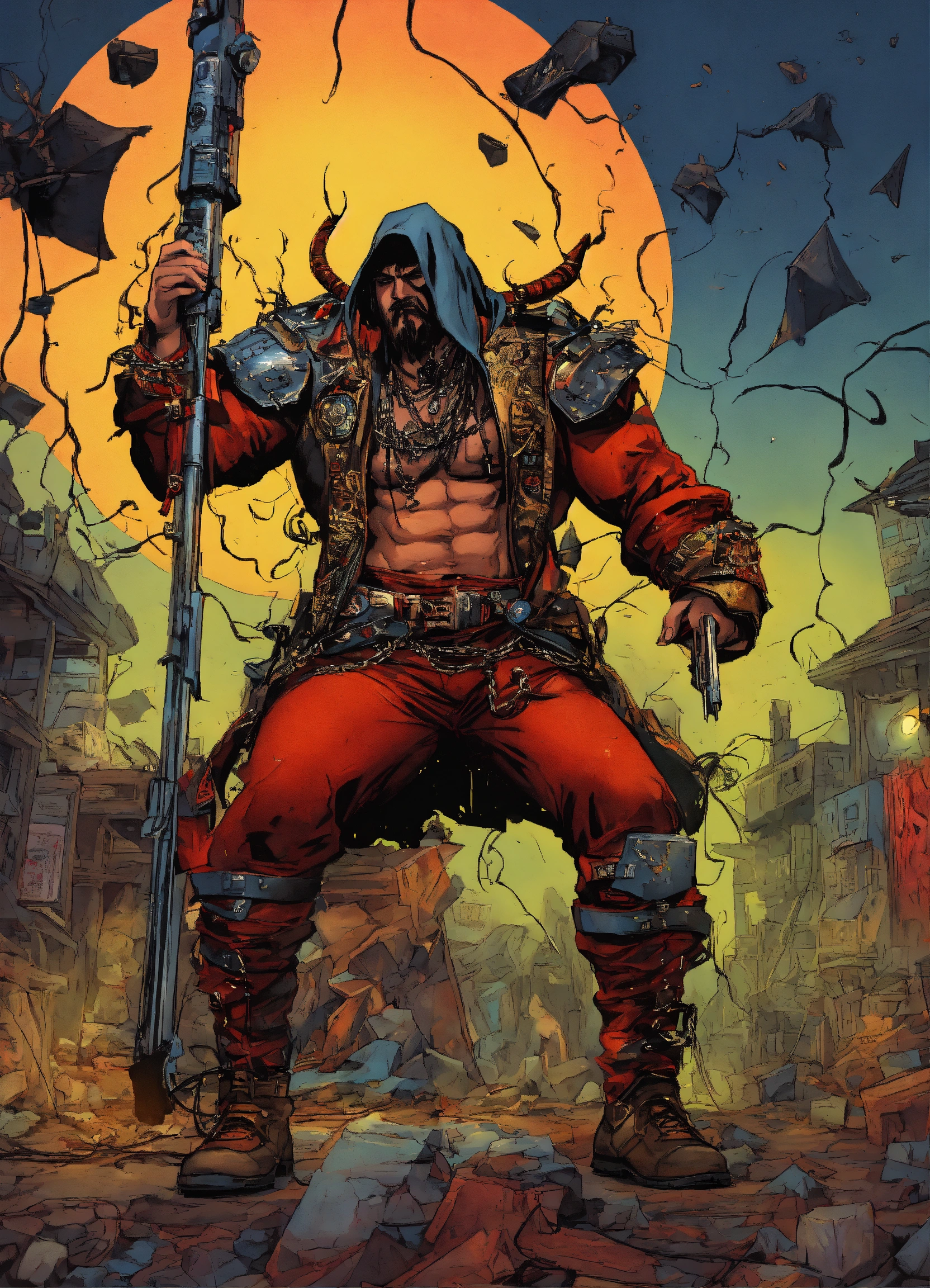 Lexica - A crazy rap, heavy metal mix music style, comic art