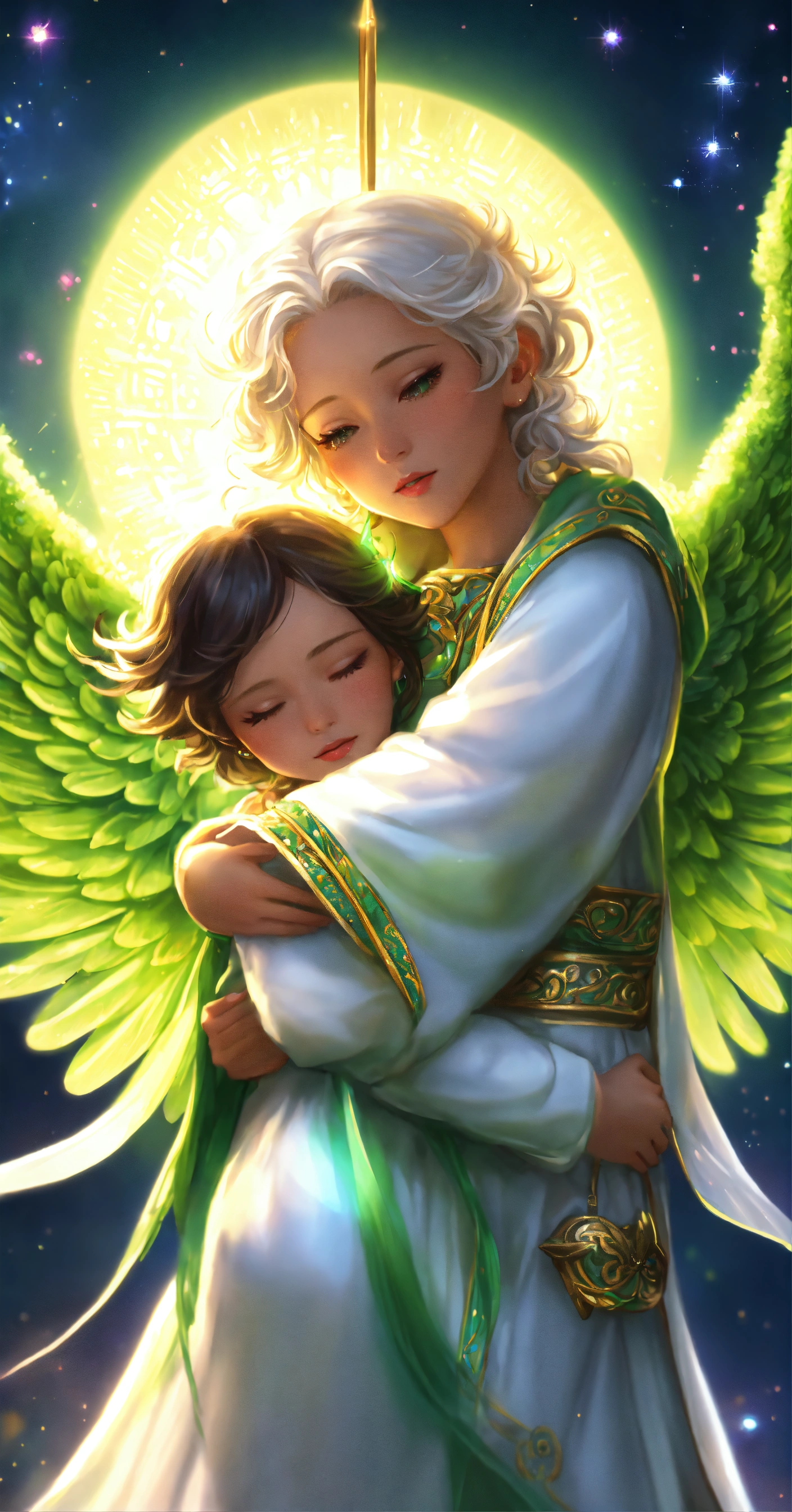 Lexica 2 Guardian Angels, one is a boy and the other angel is a 7
