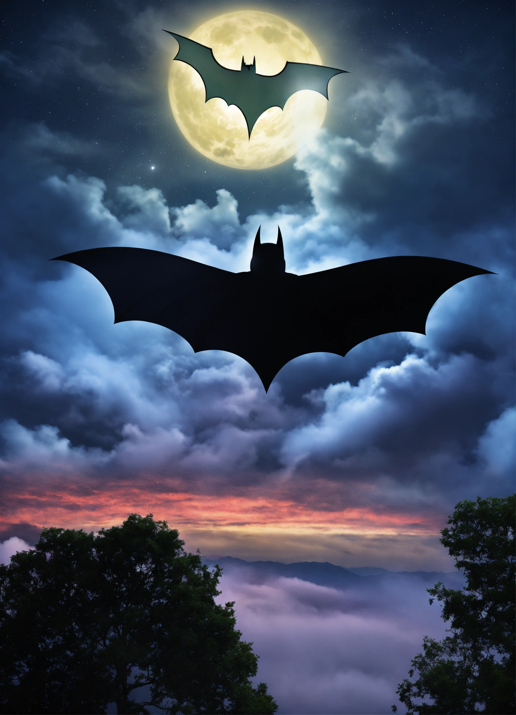 Lexica - Batman sign in the clouds at night