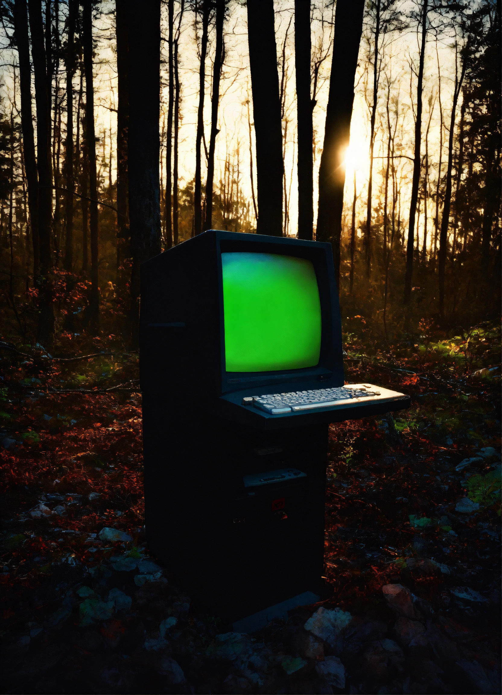 Lexica - Retro Macintosh desktop computer abandoned in the woods ...