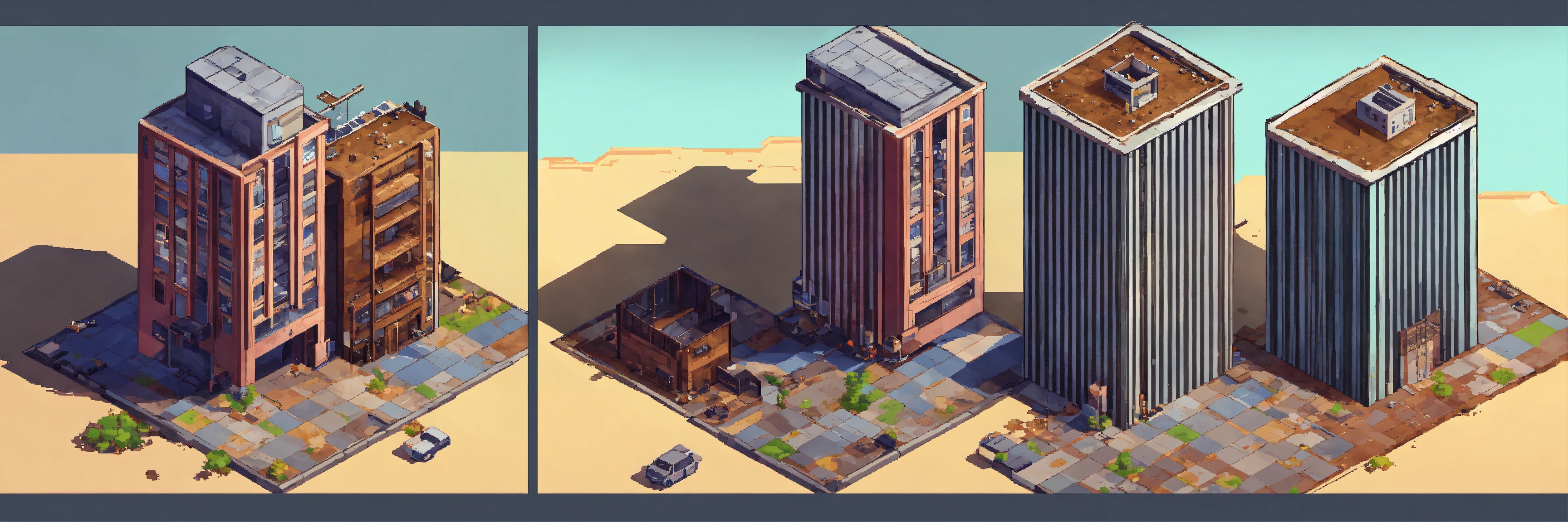 Lexica - Isometric. short to tall Upgrade progression of a post ...