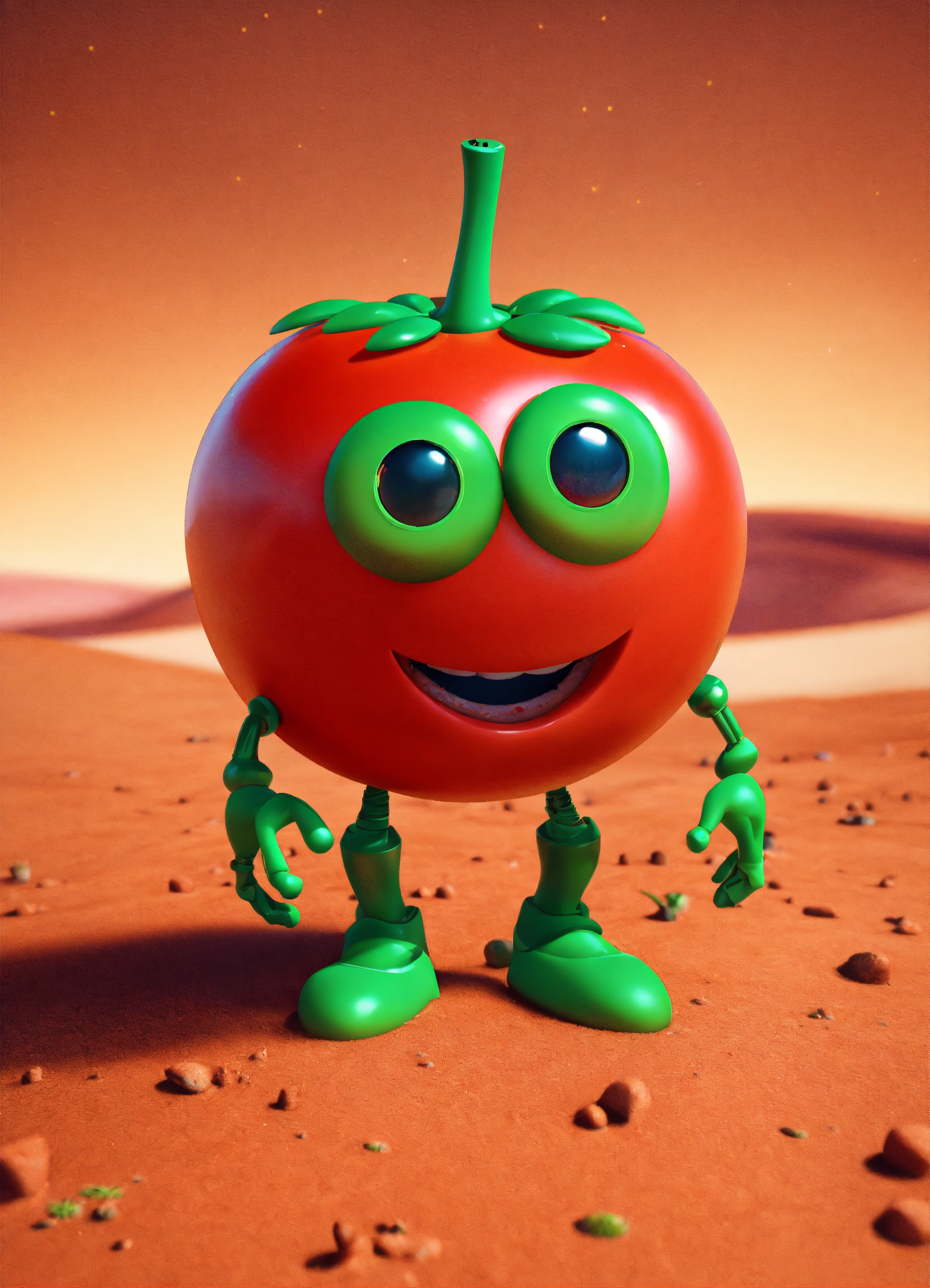 Lexica - Tomato on mars with eyes, tiny green legs and arms, 3d render ...