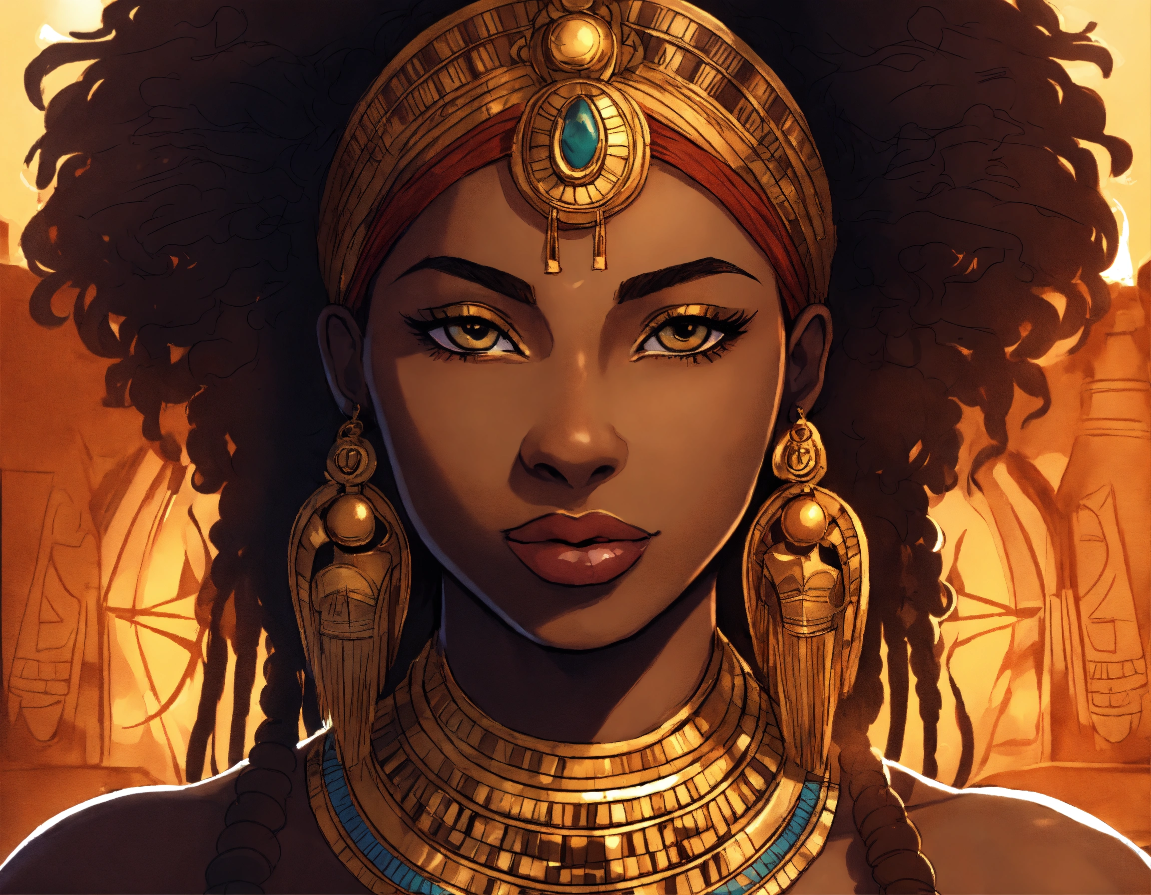 Lexica - Draw a comic style black african egyptian goddess Sekhmet ...