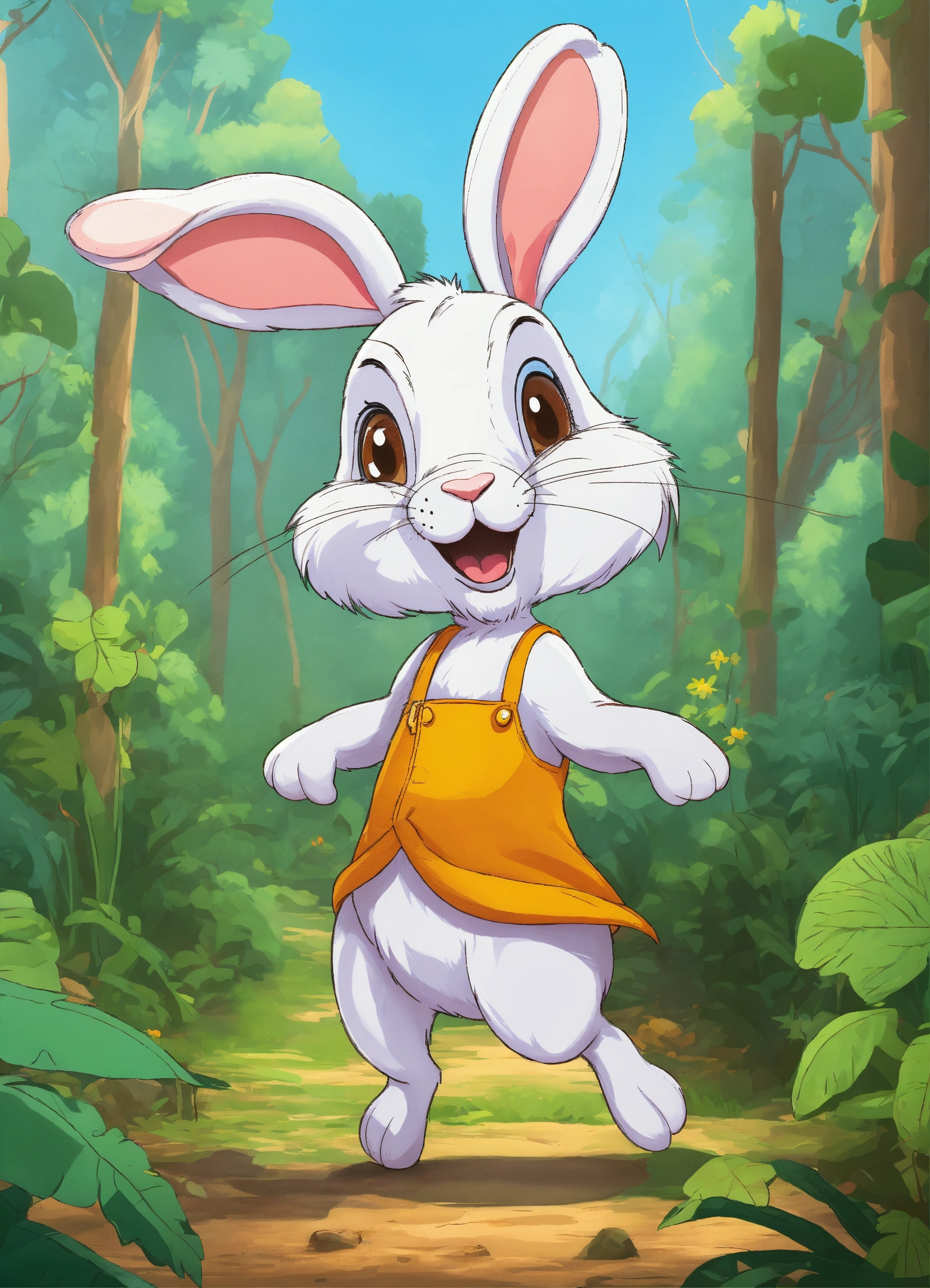 Lexica - Let cartoon big rabbit walking on two legs in jungle
