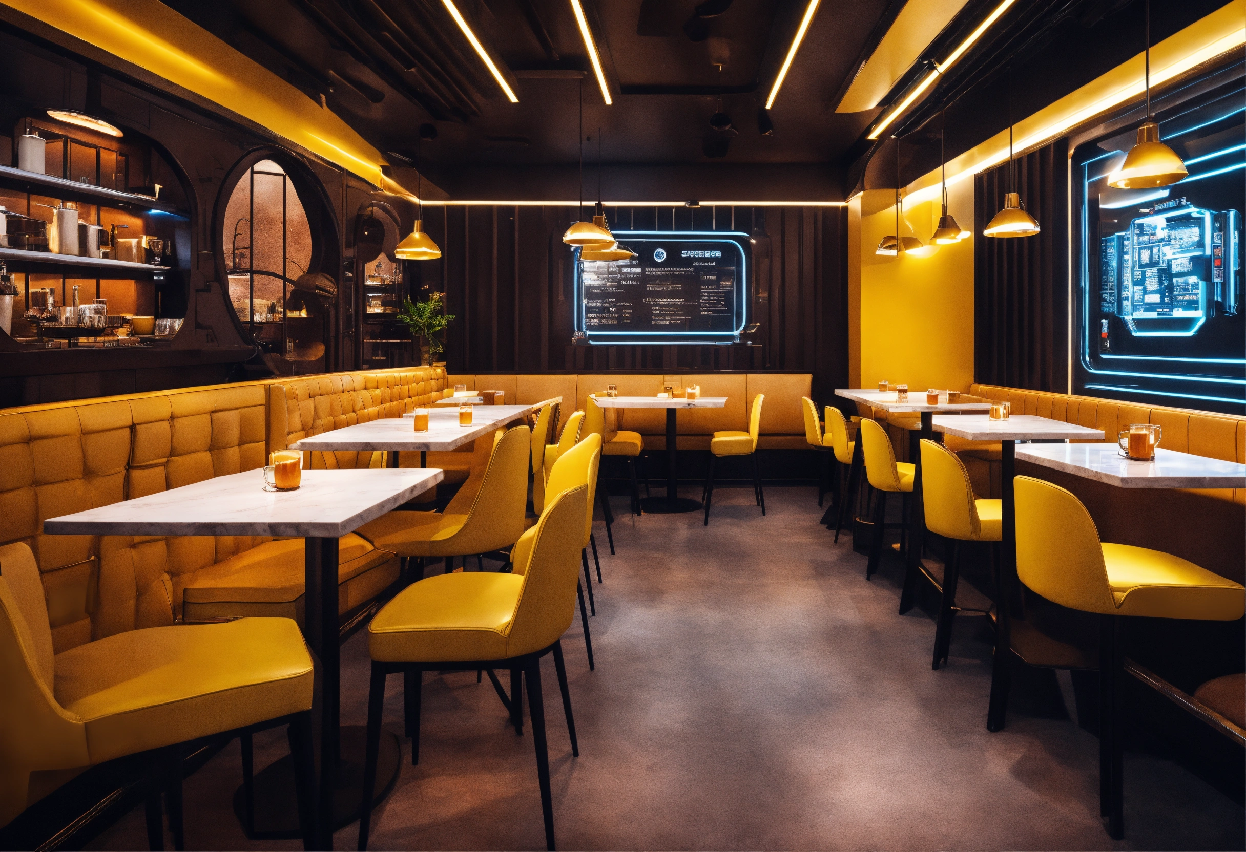 Lexica - Cafe interior design in sci-fi themes