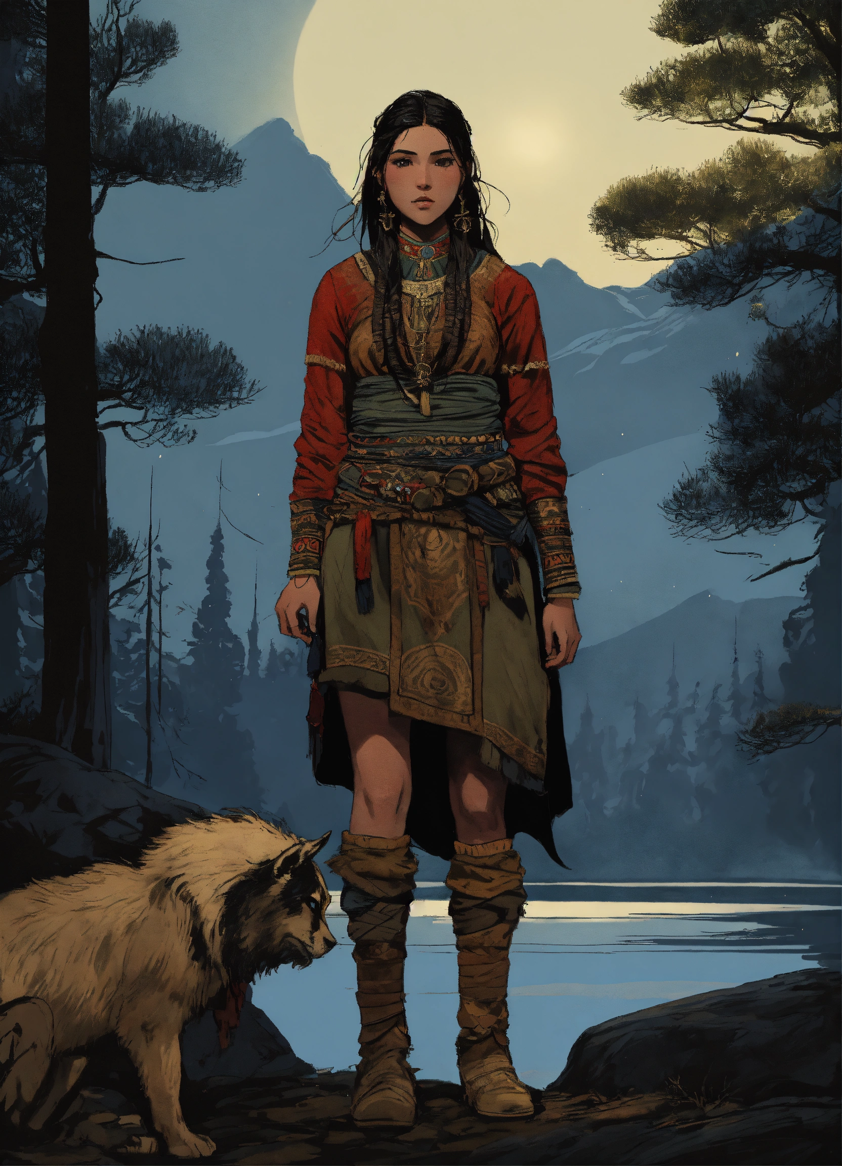 Lexica - Illustration of a young Sámi woman in the style of Bernie ...