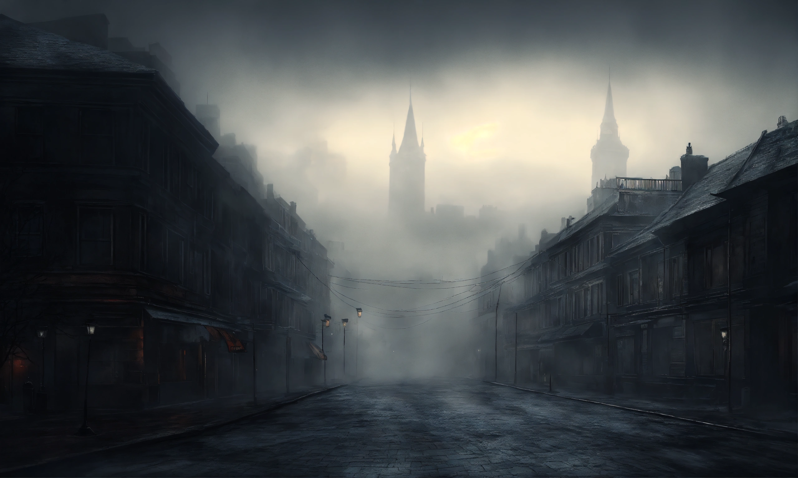 Lexica - A foggy gray silent hill alike city, dark fantasy style ...