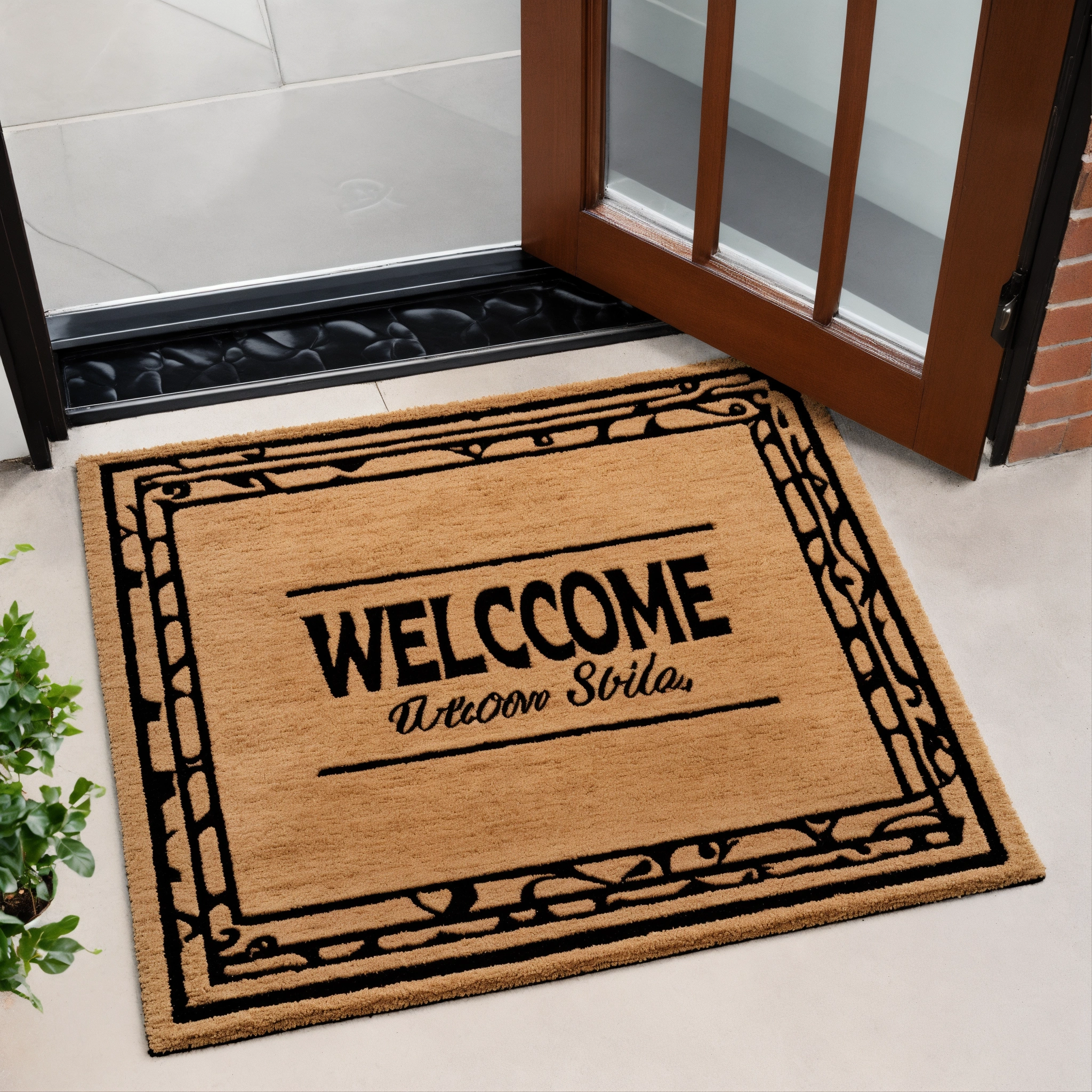 Lexica - A photo of a door mat with a welcome mat pattern. The mat is ...