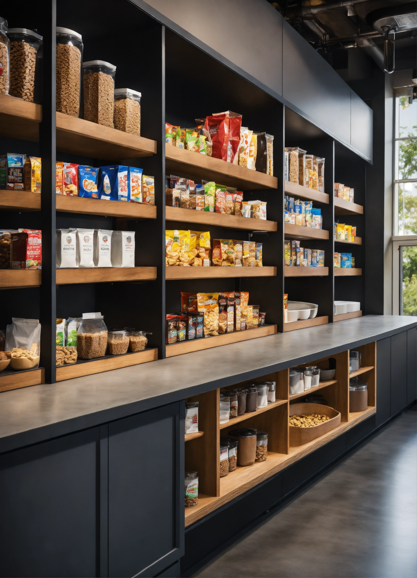 Lexica - A self serve breakroom cereal shelf with snacks on a shelf for ...
