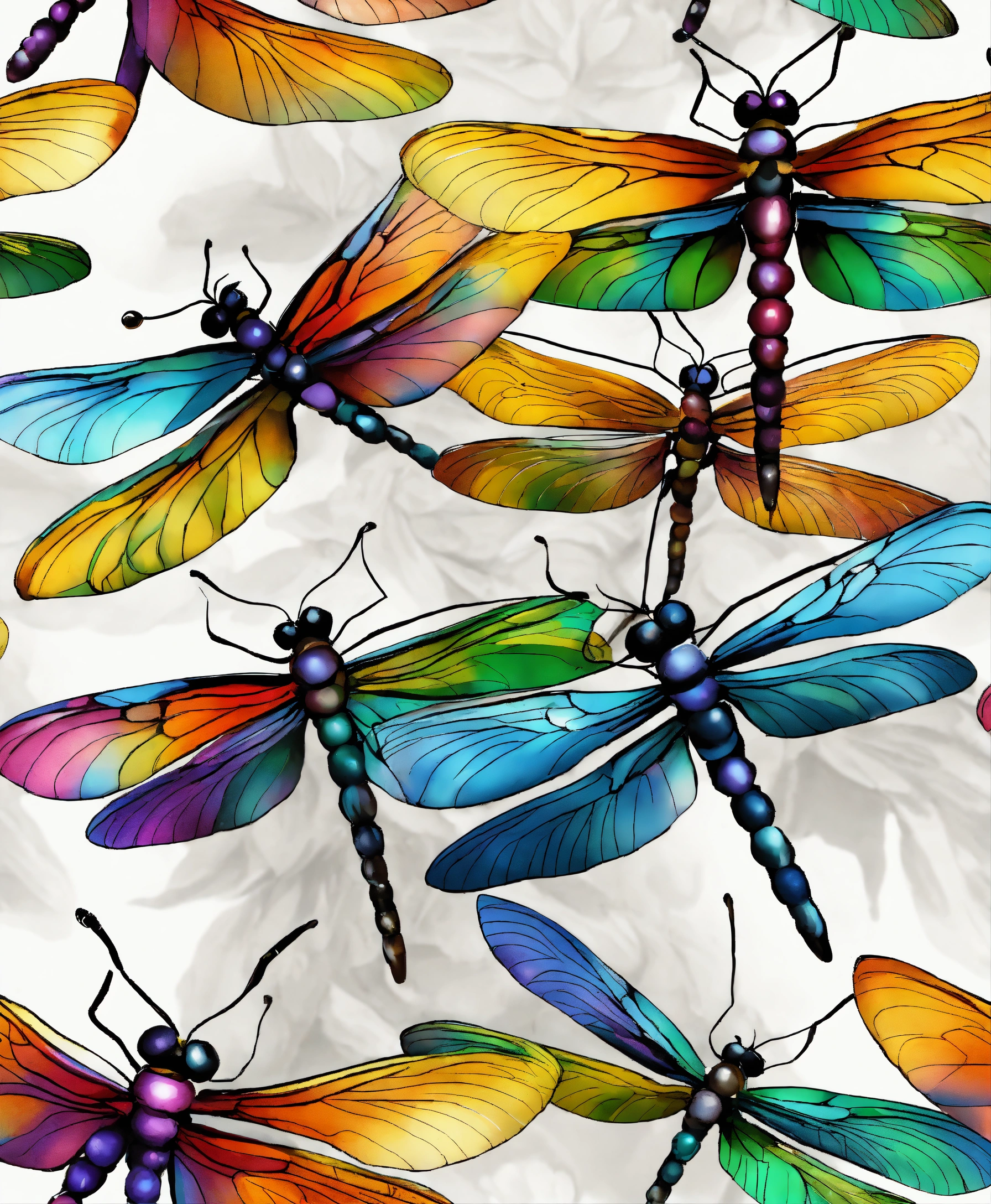 Lexica - Create a drawing of an explosion of realistic dragonflies from ...
