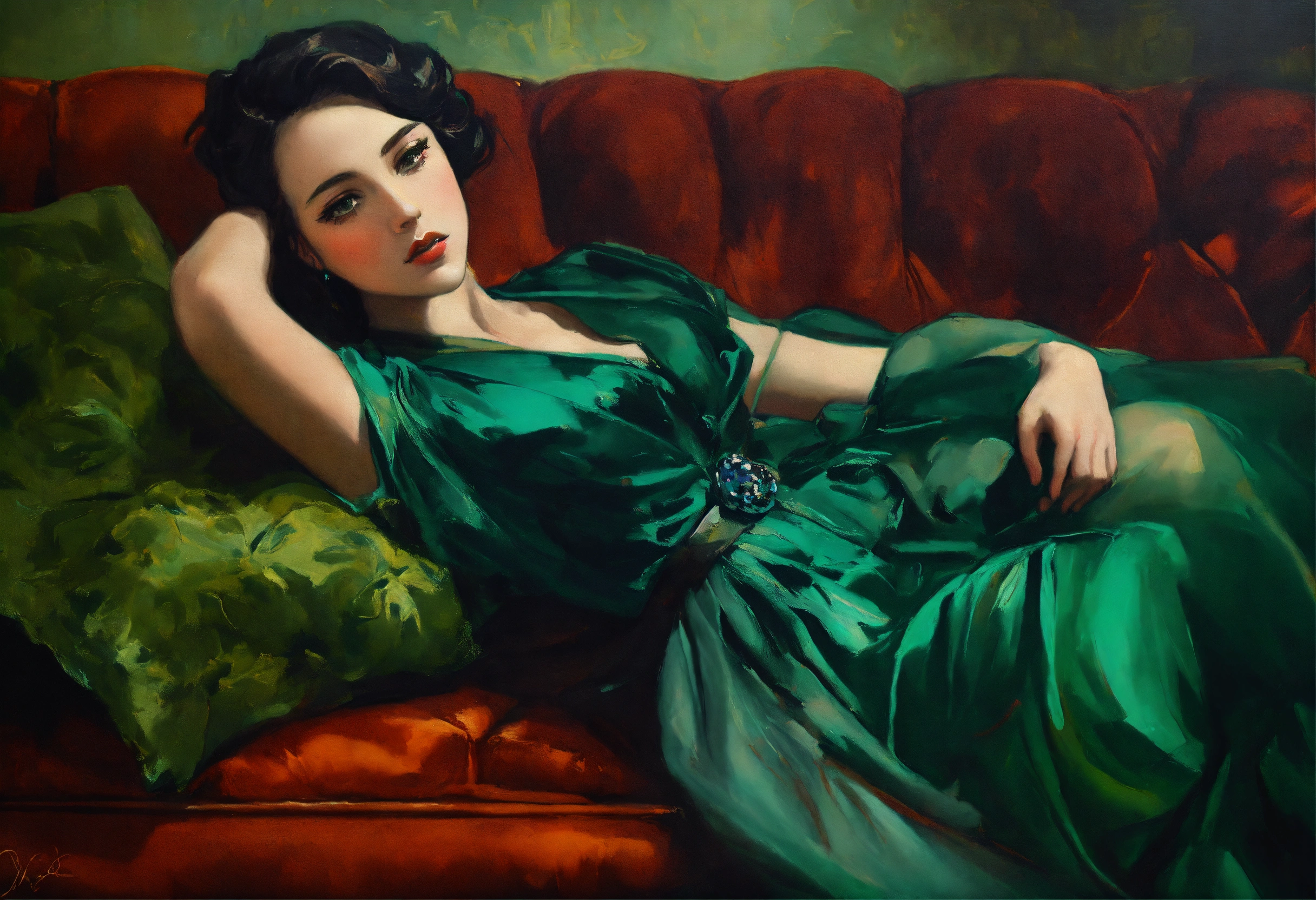 Lexica - Decadent Young Woman, Portrait, Oil Paint, Vintage, Moody ...