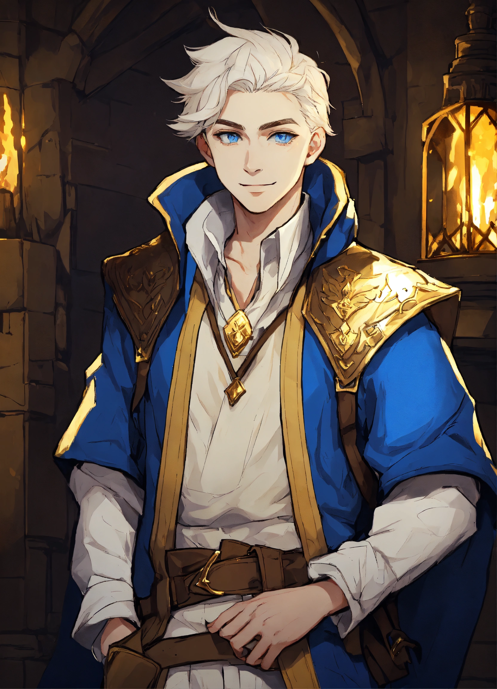 Lexica - A white 20 years old male, blue eyes, smirk, mareshal's outfit ...