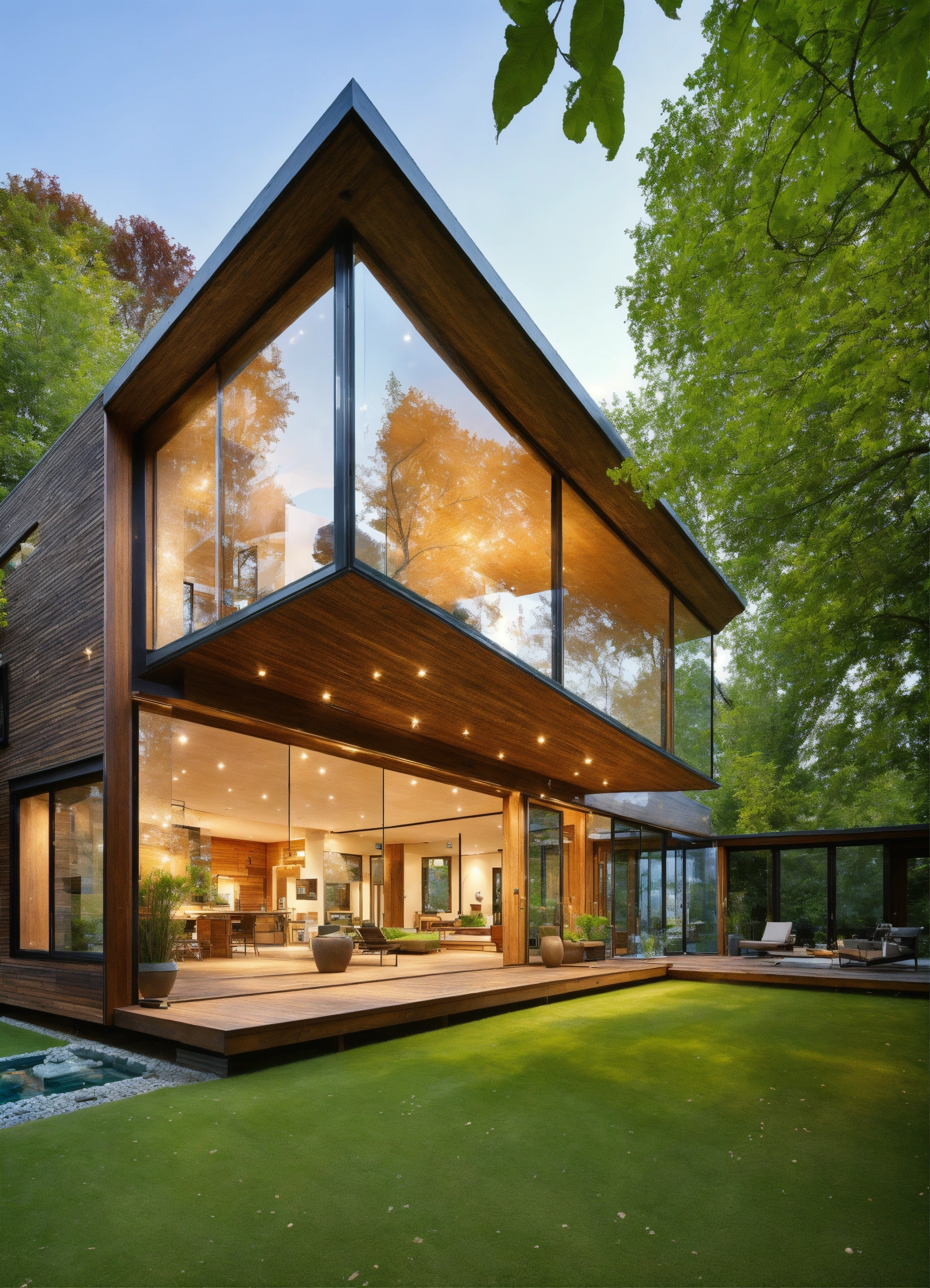 Lexica - Modern huge house in wood and glass with garden and swimmingpool