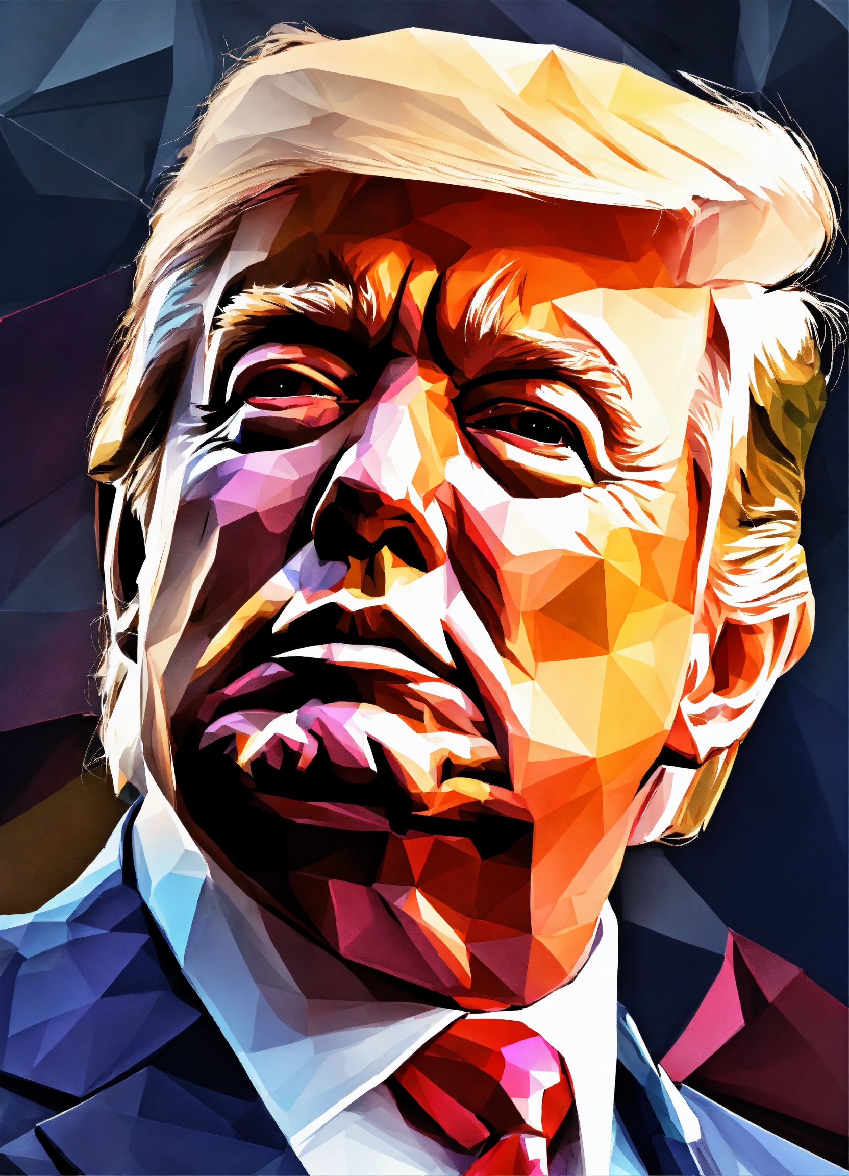 Lexica - Portrait ofdonald trump verry abstract poligon style 3d