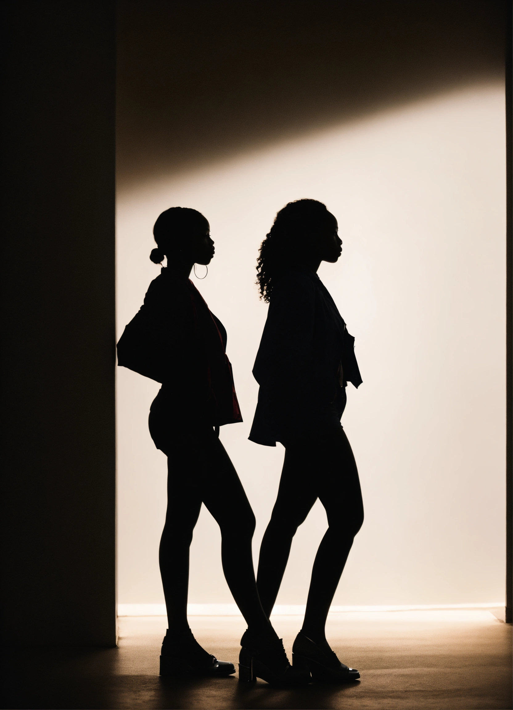 Lexica Black Silhouette Of A Group Of Black Women Lining Against Wall Facing Camra In White Room