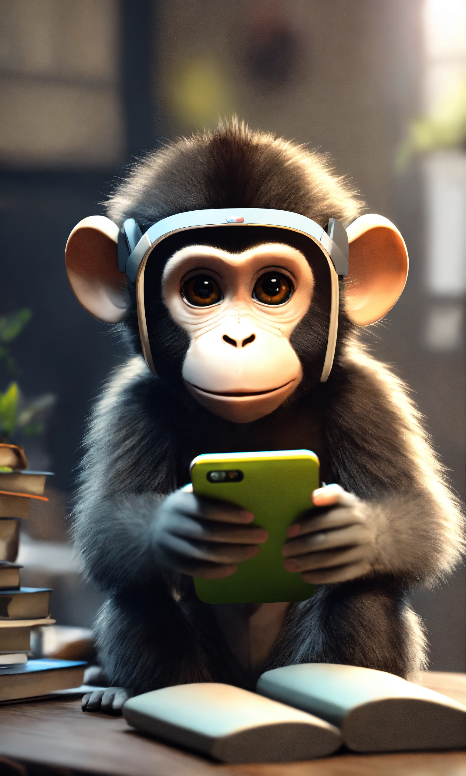 Lexica - A cute monkey using a smartphone, doing math, stunning unreal ...