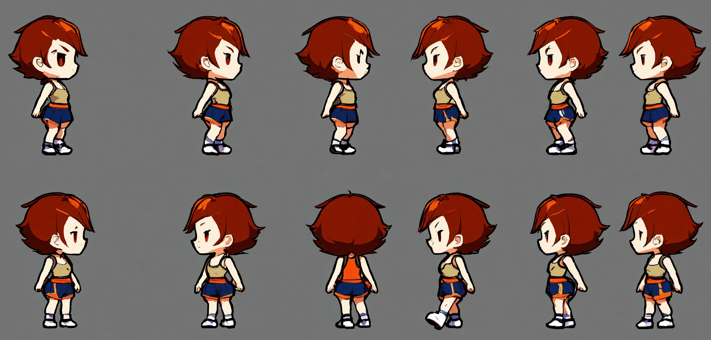 Lexica Game Assets Multiple Poses Sprite Sheet Girl Short Hair