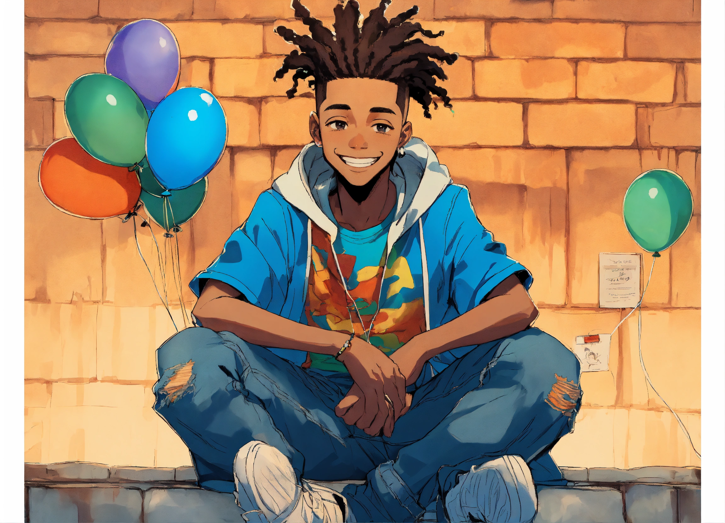 Lexica - The boondocks storybook style art, smiling 14 year old black ...