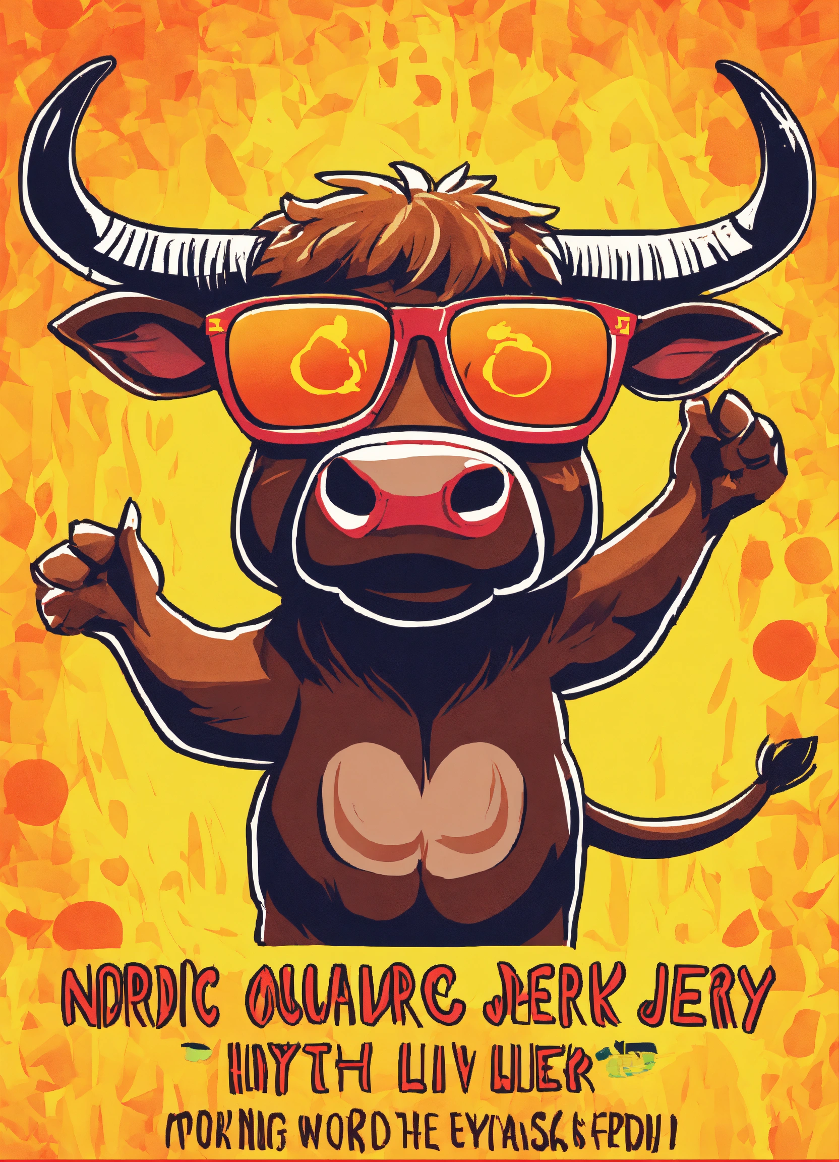 Lexica - A riped bull that flexes his arms up and wearing sunglasess ...