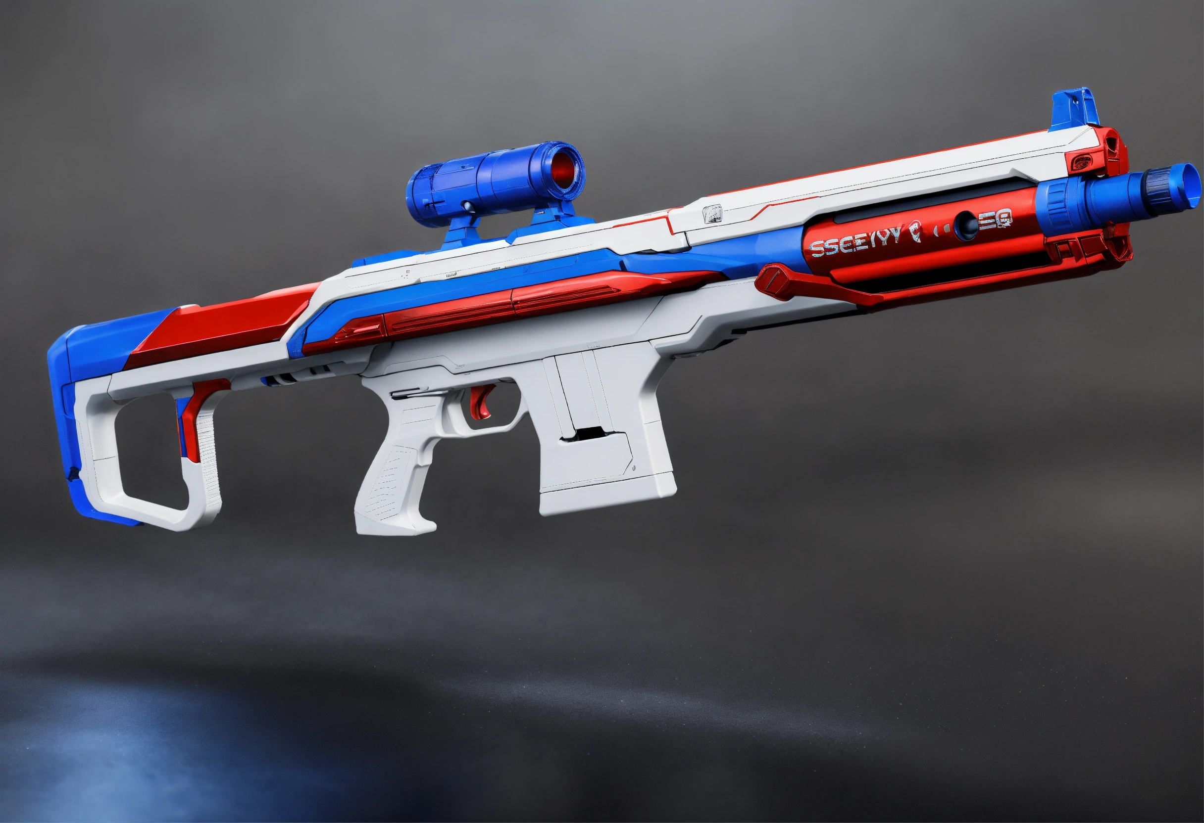 Lexica - Side view of a white and blue and red sci fi energy rifle, HD ...
