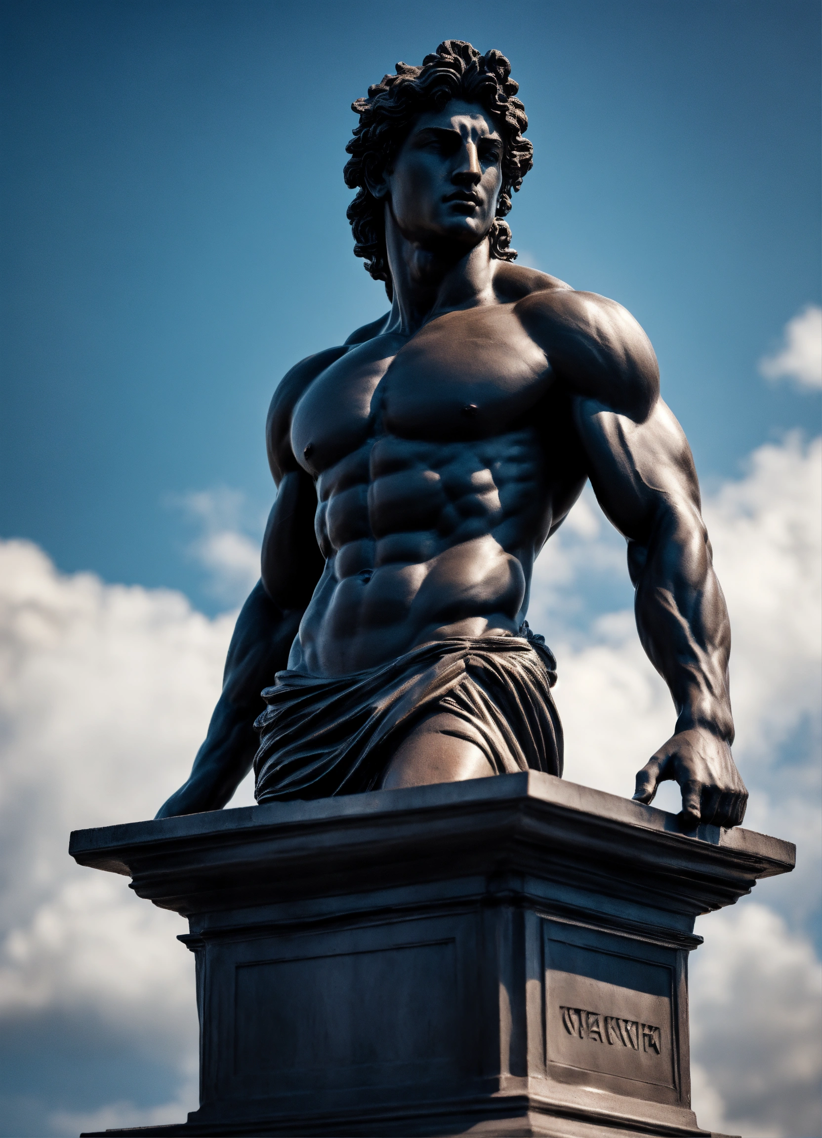 Lexica A Statue from a muscular Greek god Statue with a wavey middel