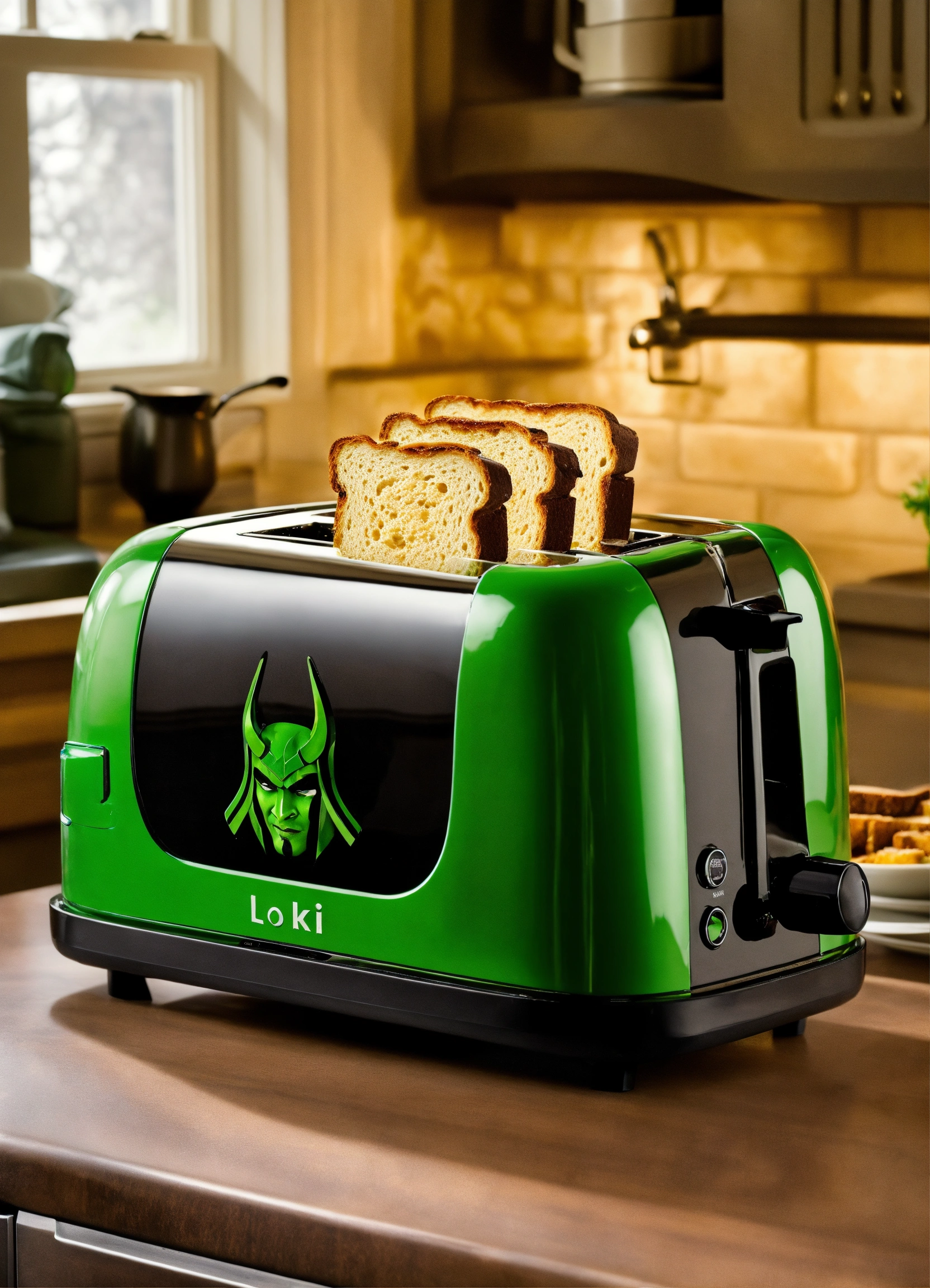 Lexica - Reimagine Loki, the God of Mischief, as a toaster. Describe ...