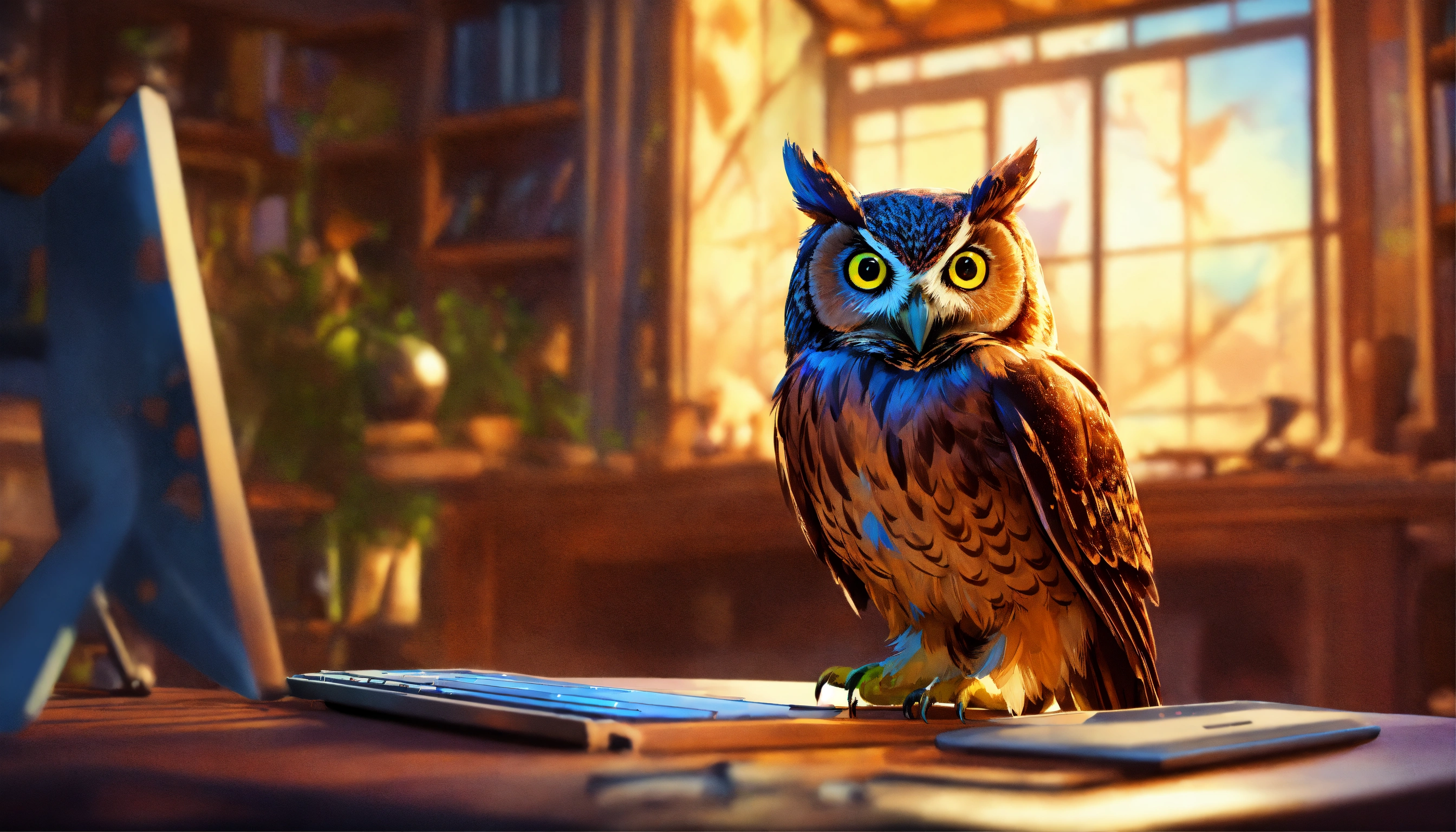 Lexica - Owl looking at a computer, elegant, digital painting, sharp ...