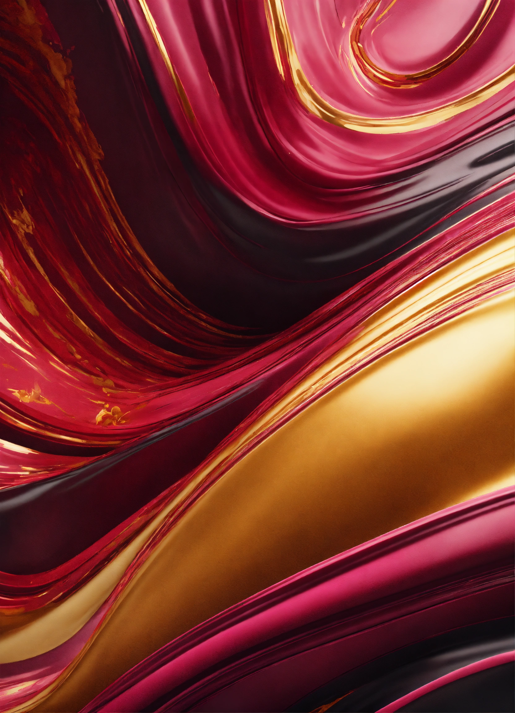 Lexica A painting with pink, gold and black swirls, in the style of