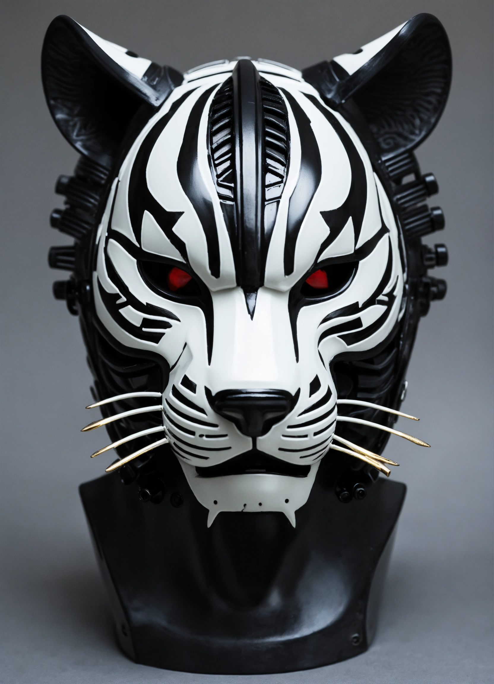 Lexica Cyberpunk Gas Samurai Tiger Mask White And Black Intricate Details 5349