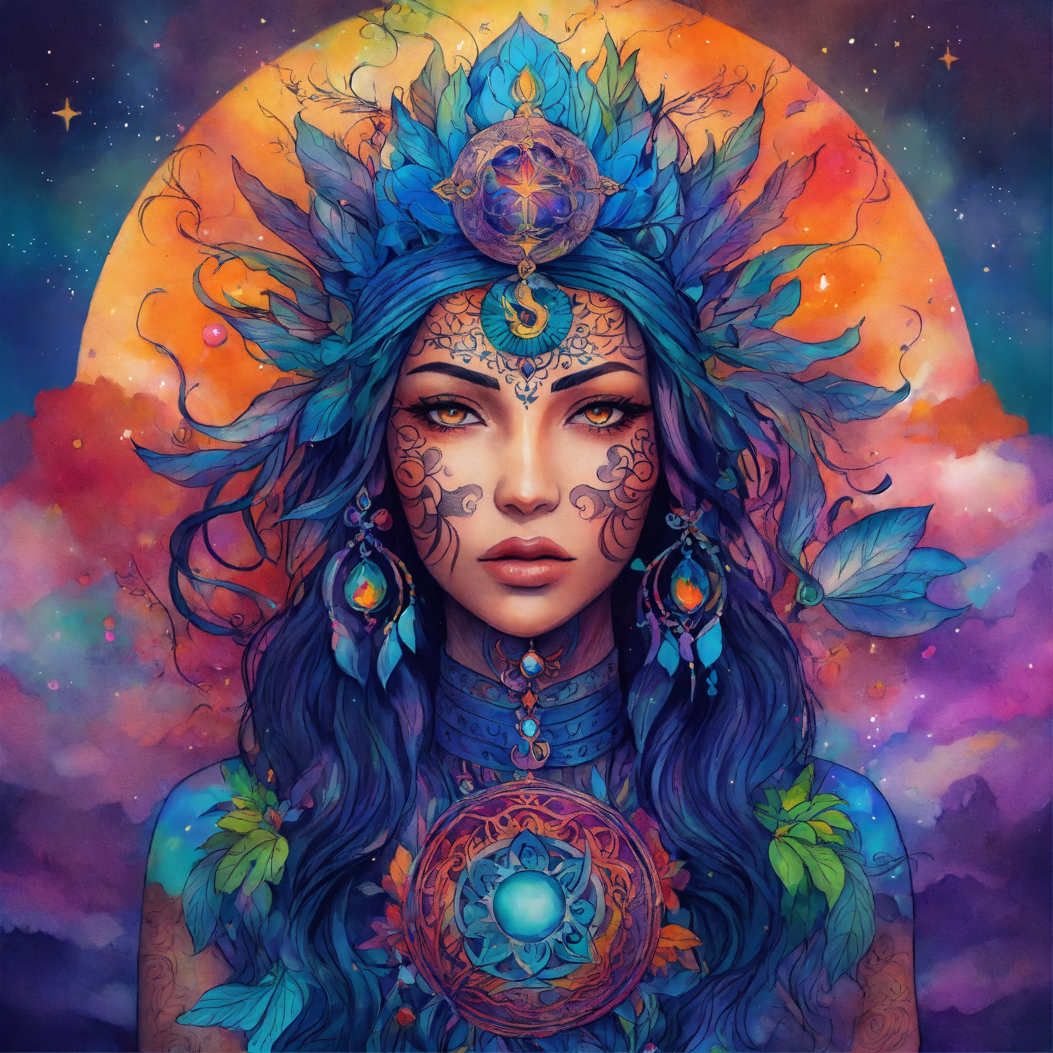 Lexica - Ink drawing, tattoo style mystical and magical colourful ...