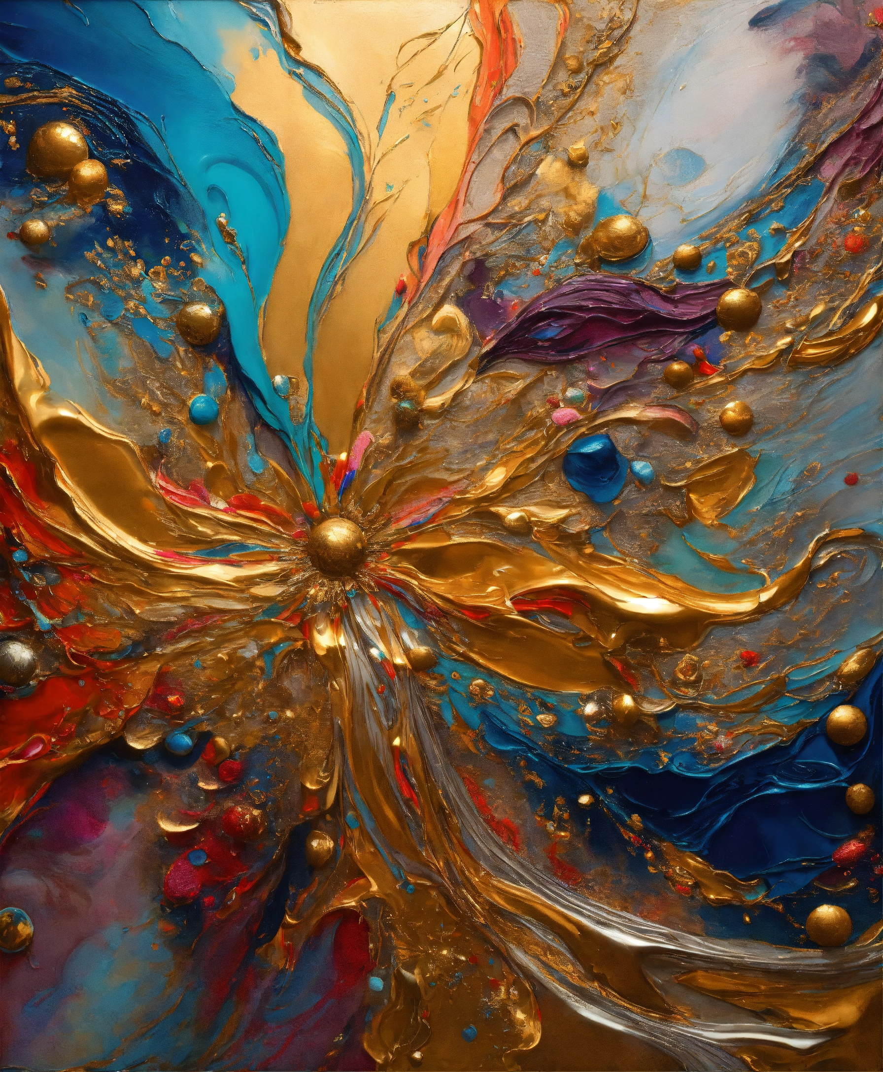 Lexica - Colorful abstract painting oil and water complex complicated ...